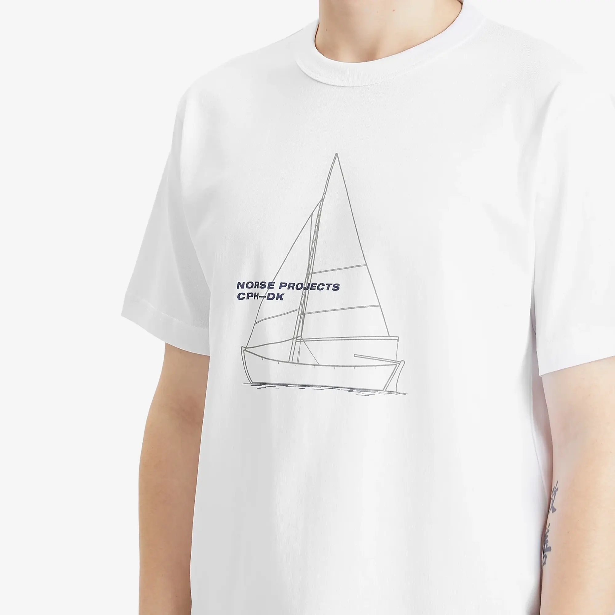 Norse Projects Men's Holger Boat Print T-Shirt White