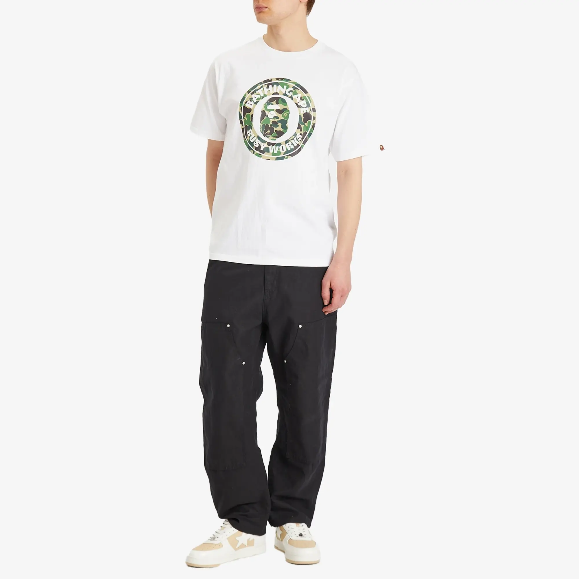 A Bathing Ape Men's Abc Camo Busy Works Tee White X Green