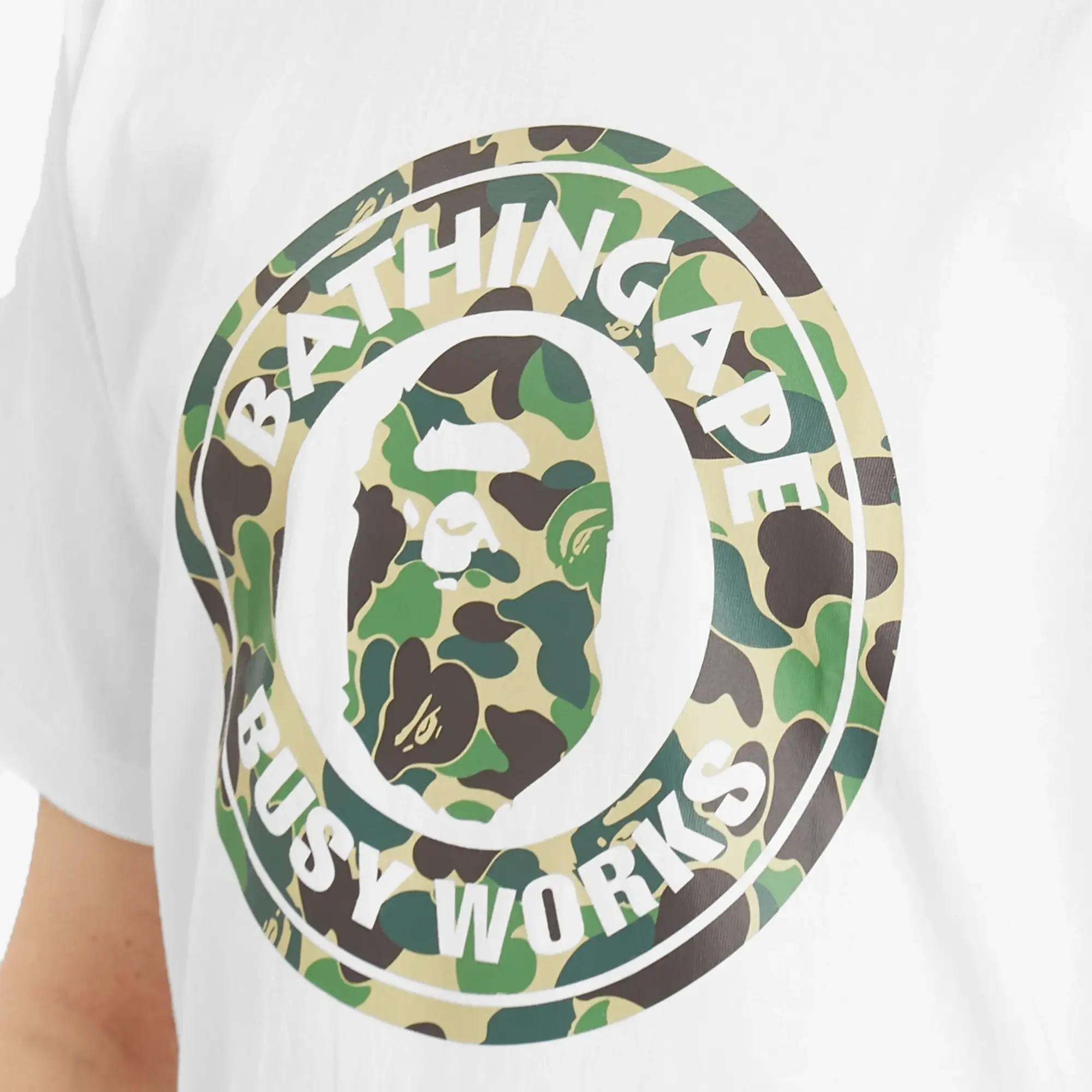 A Bathing Ape Men's Abc Camo Busy Works Tee White X Green
