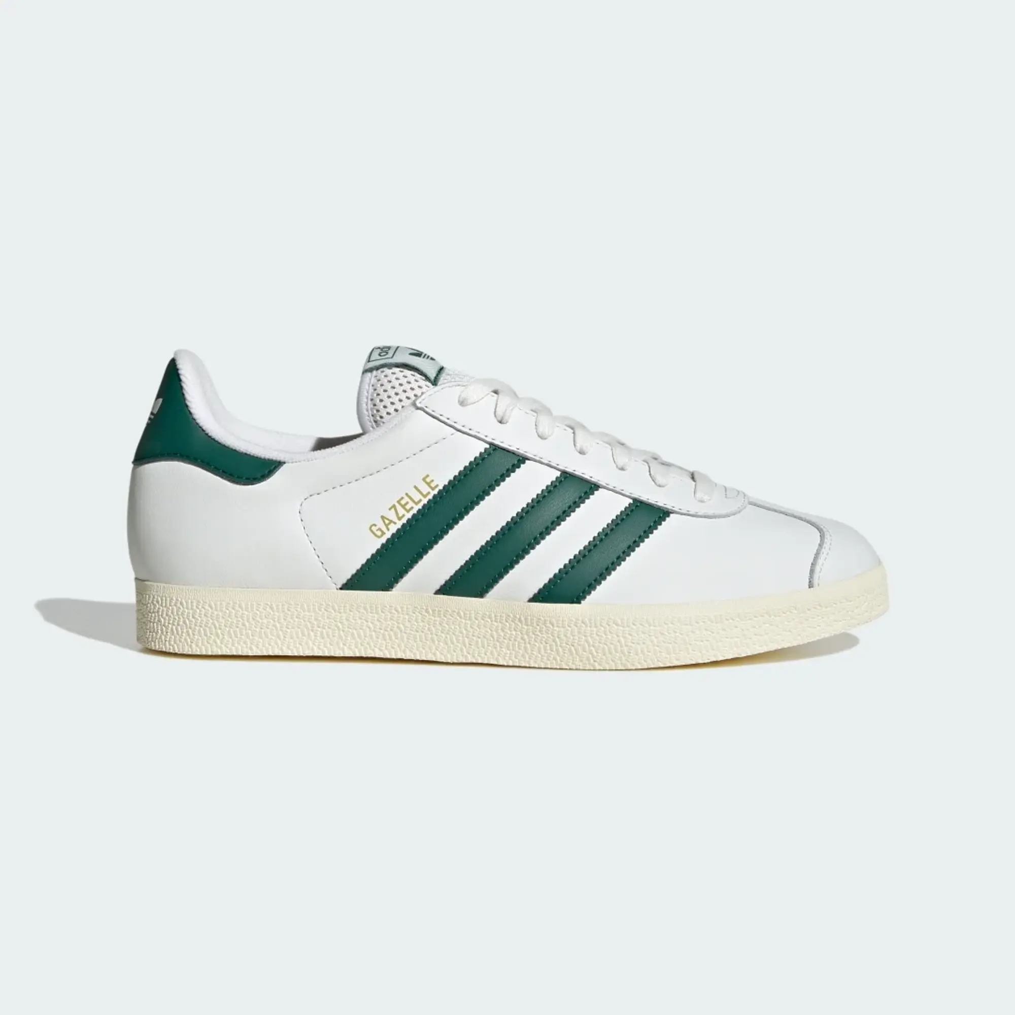 Adidas Originals Gazelle Shoes In Core White / Collegiate Green