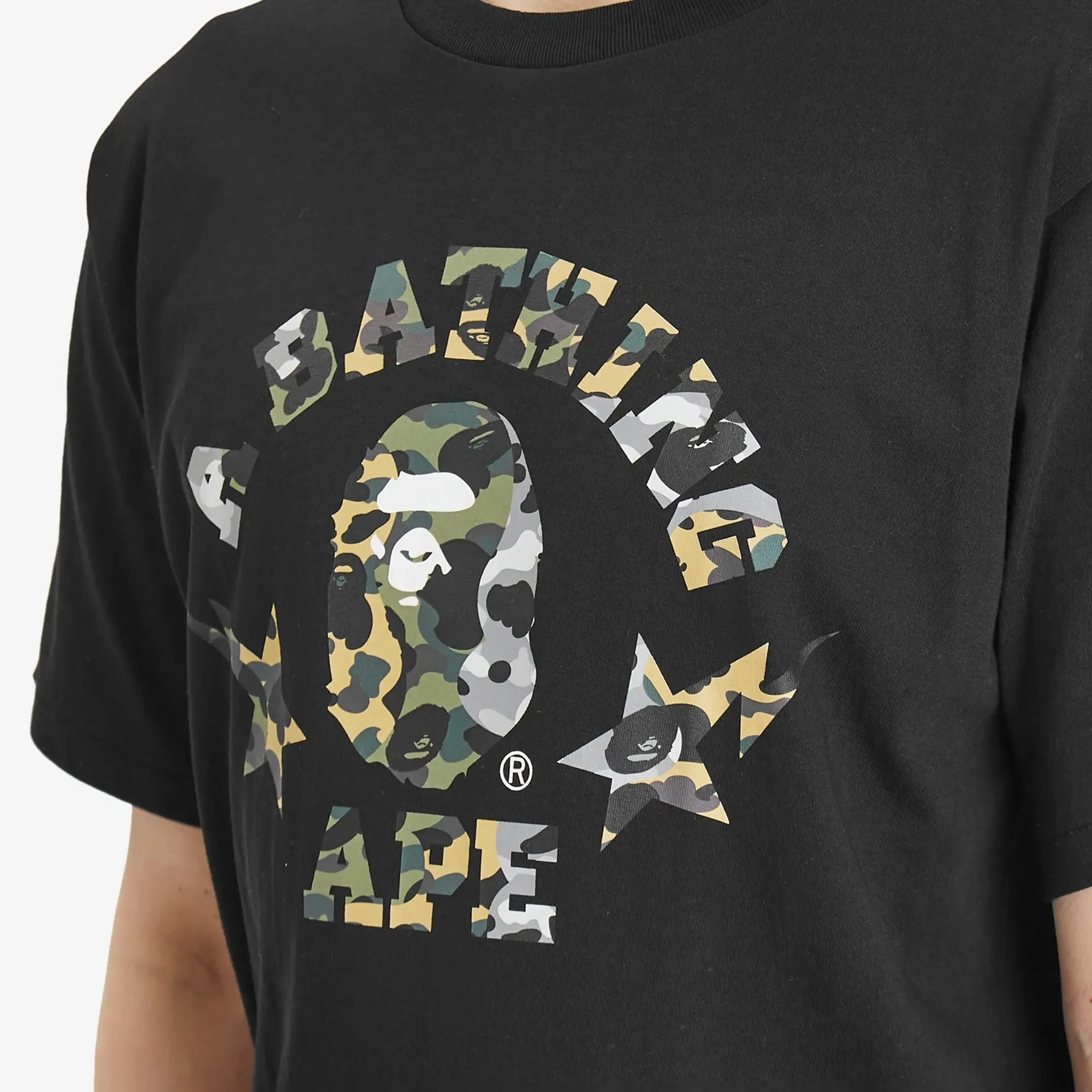 A Bathing Ape Men's 1St Camo Crazy Sta College Tee Black