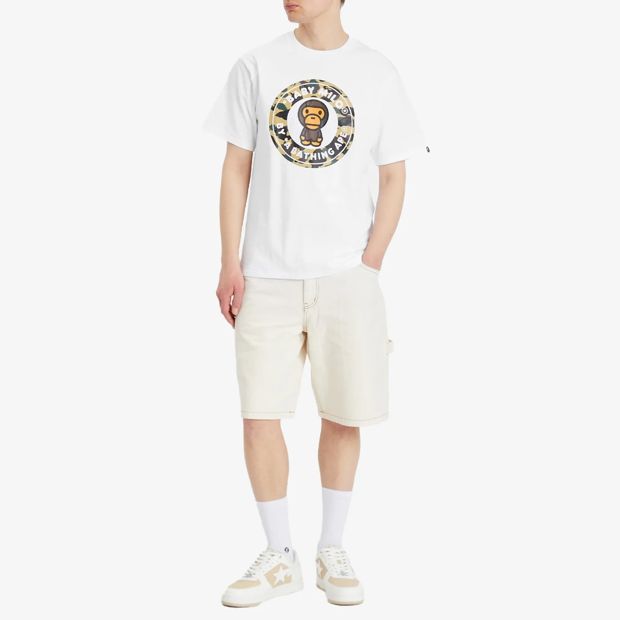 A Bathing Ape Men's 1St Camoilo Busy Works Tee White X Yellow