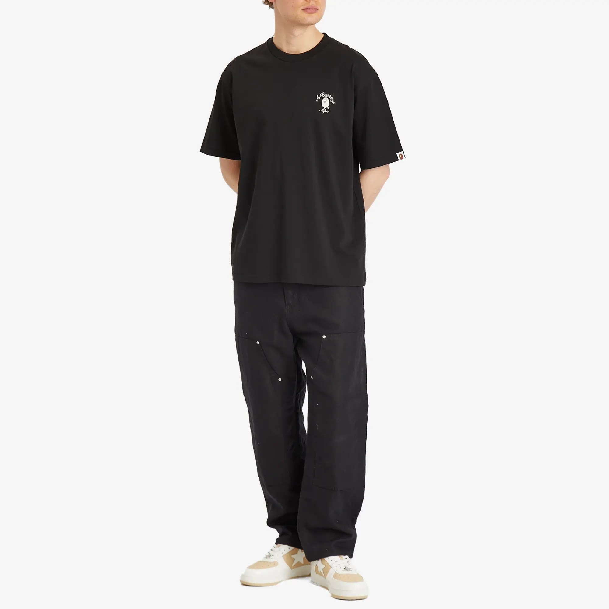 A Bathing Ape Men's One Point College Relaxed Fit Tee Black