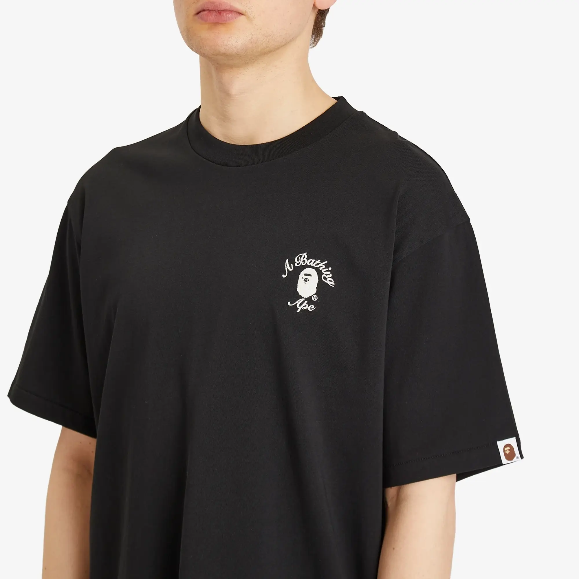 A Bathing Ape Men's One Point College Relaxed Fit Tee Black