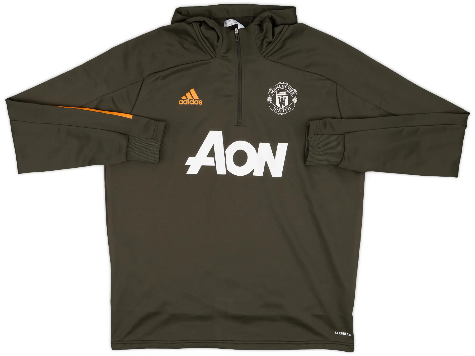 2020-21 Manchester United adidas 1/4 Zip Hooded Drill Top - 9/10 - (XL)