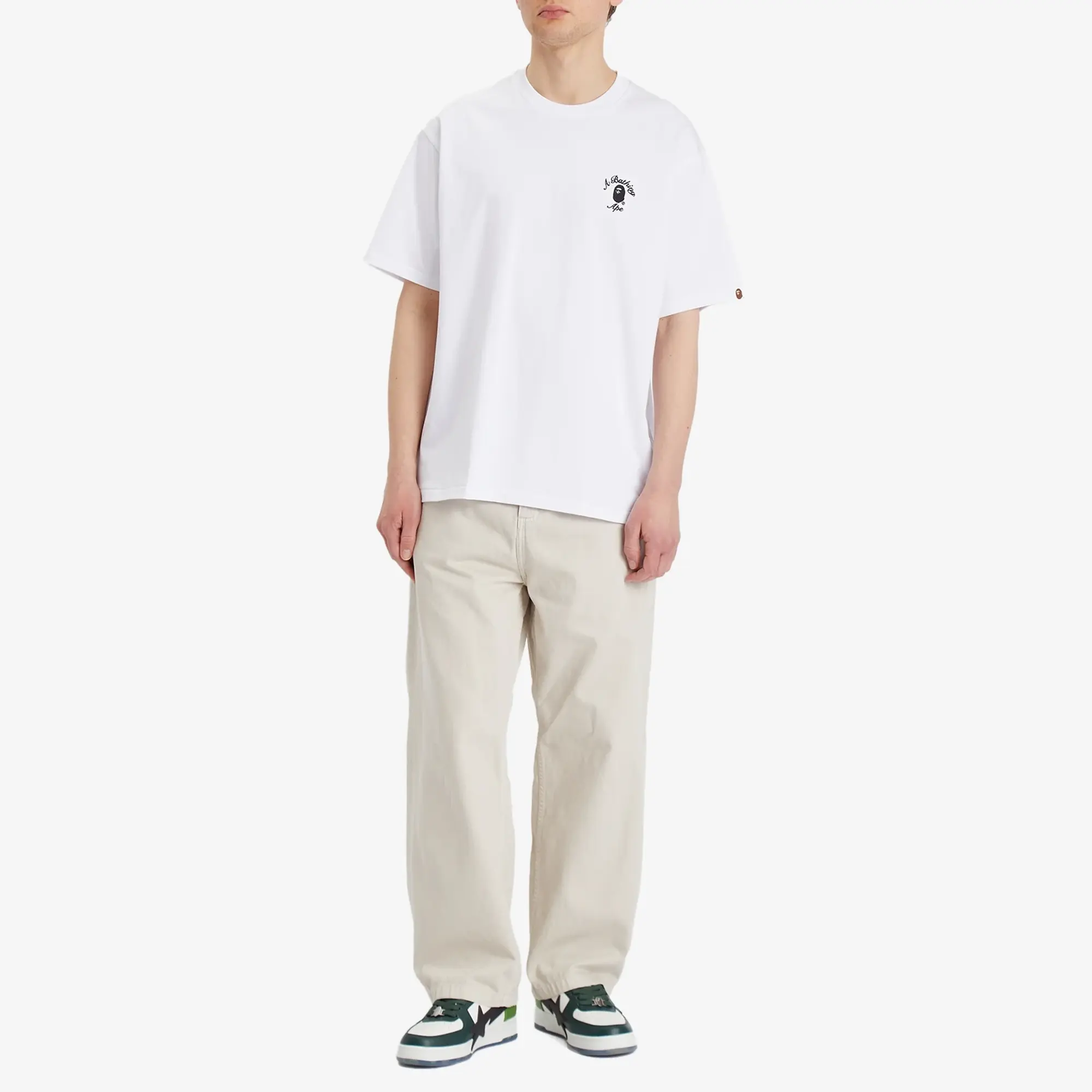 A Bathing Ape Men's One Point College Relaxed Fit Tee White