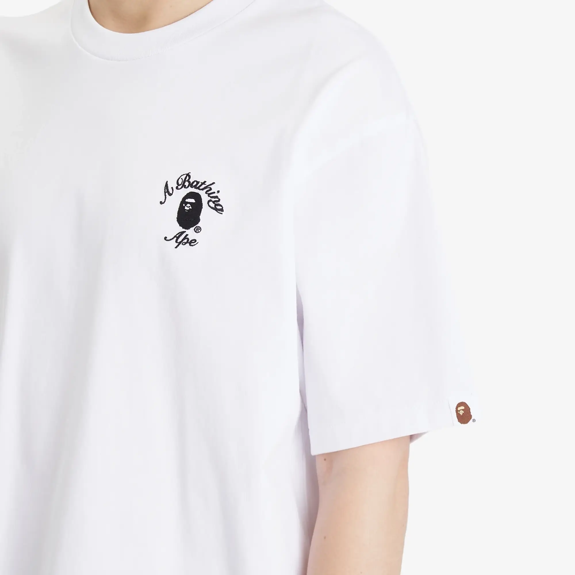 A Bathing Ape Men's One Point College Relaxed Fit Tee White