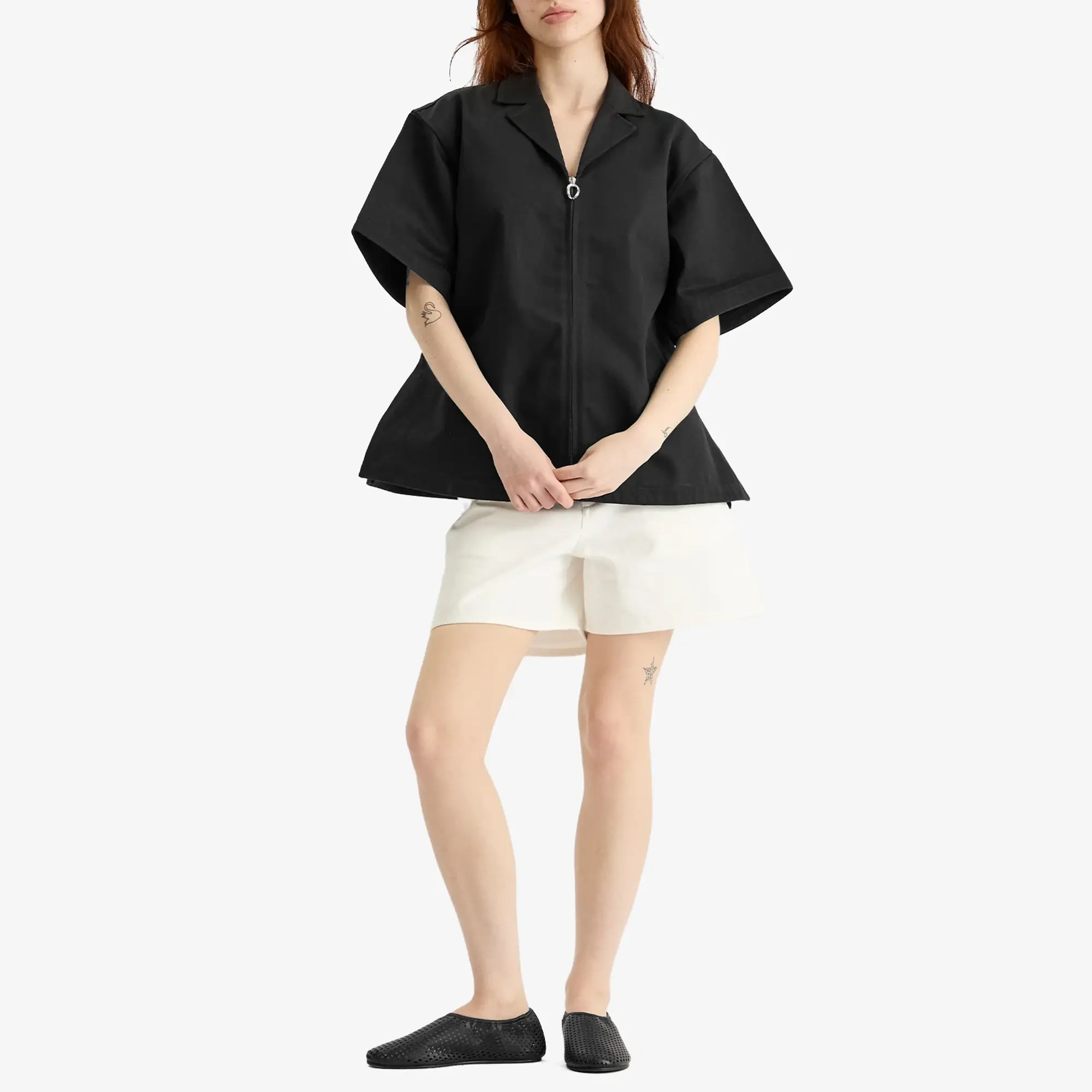 Jil Sander Women's Zip Front Short Sleeve Jacket Black