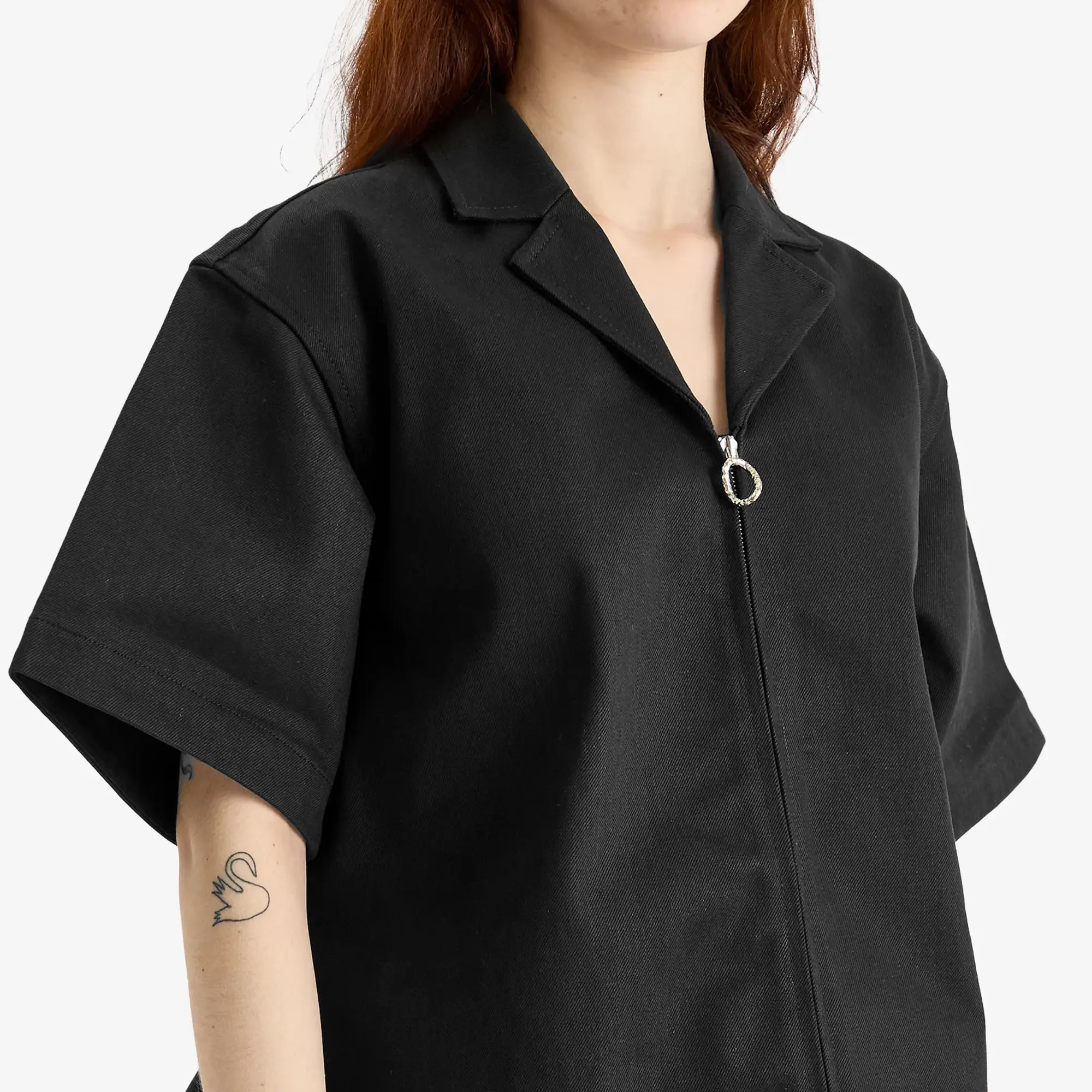 Jil Sander Women's Zip Front Short Sleeve Jacket Black