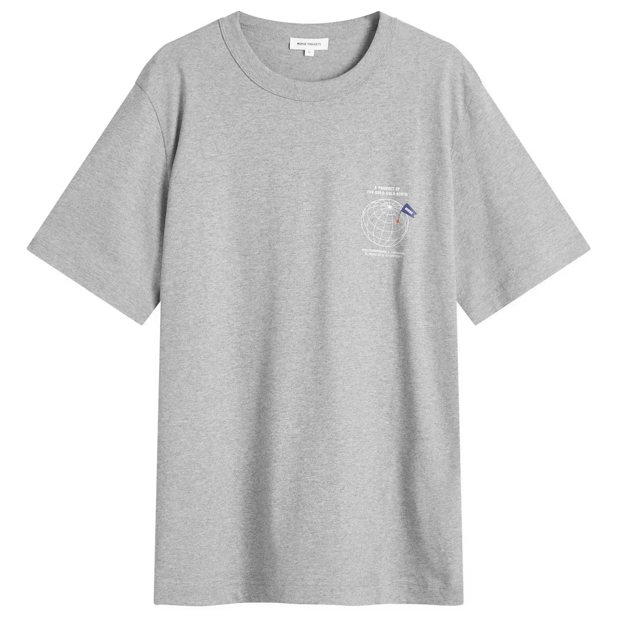 Norse Projects Men's Holger Globe Print T-Shirt Grey Melange