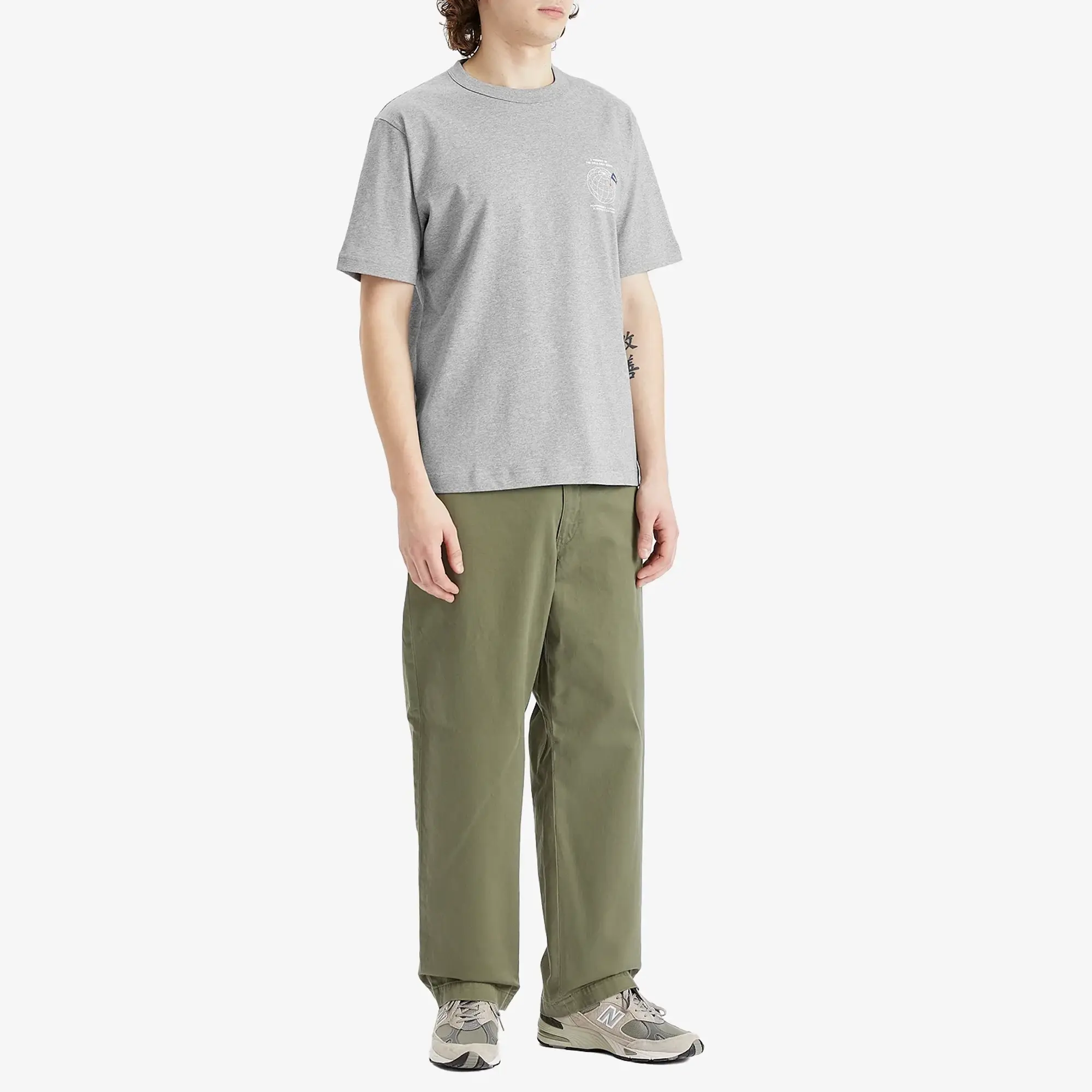 Norse Projects Men's Holger Globe Print T-Shirt Grey Melange
