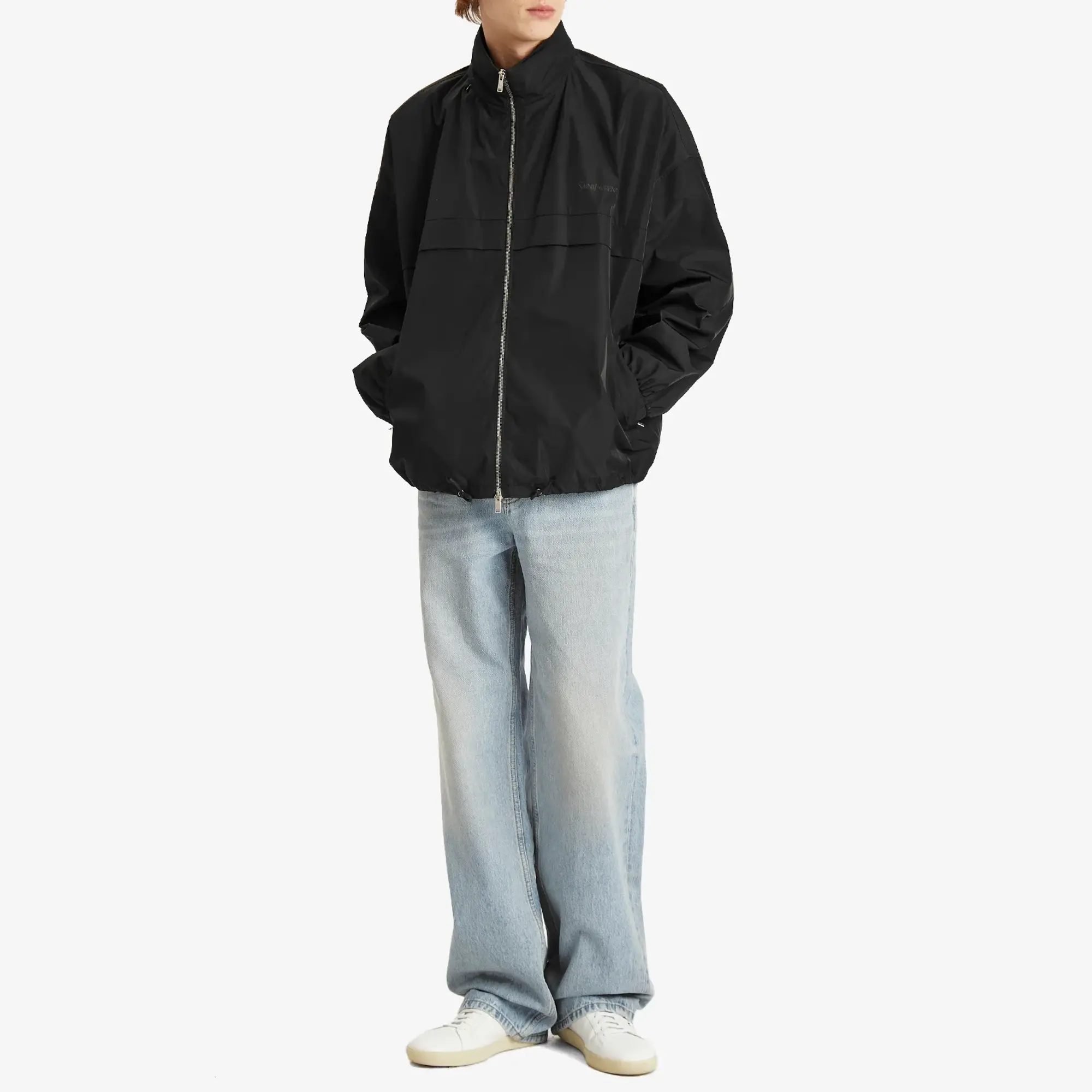 Saint Laurent Men's Zip Through Hooded Jacket Noir
