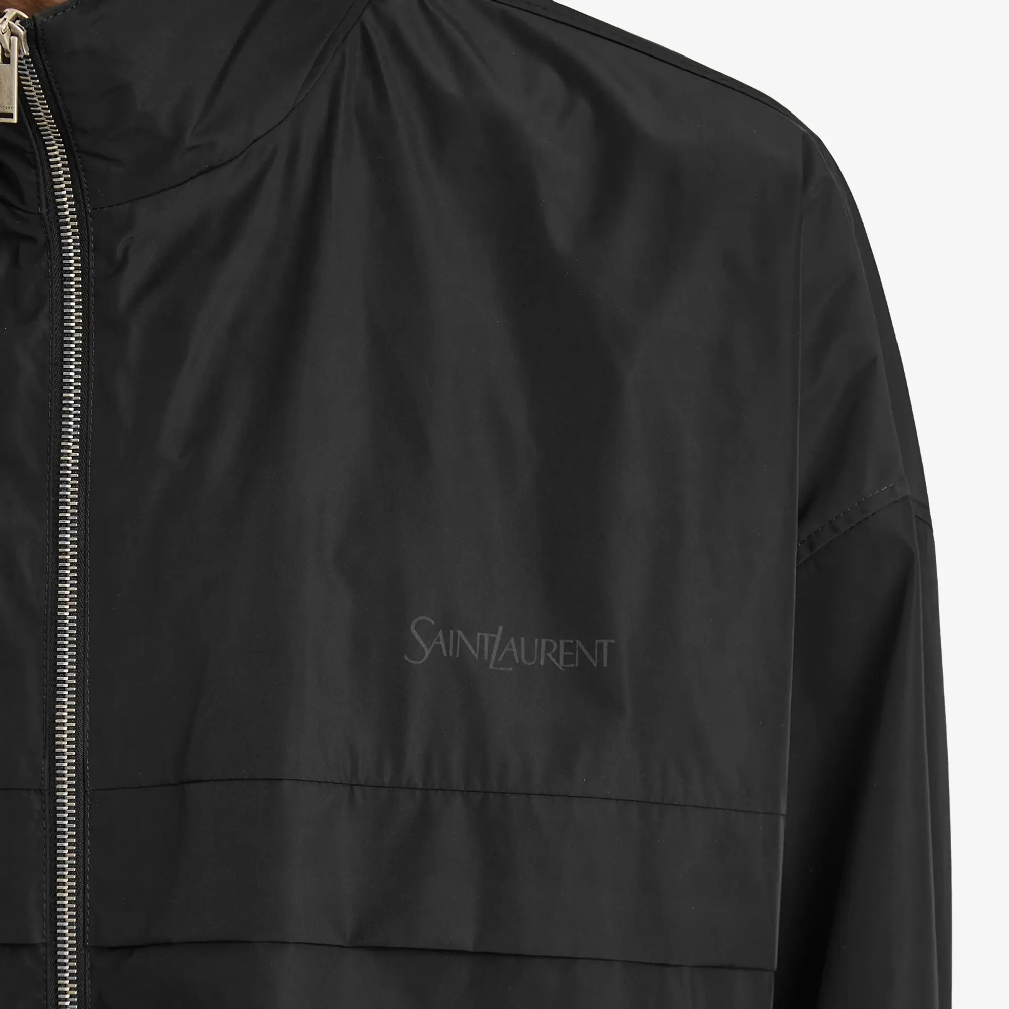 Saint Laurent Men's Zip Through Hooded Jacket Noir