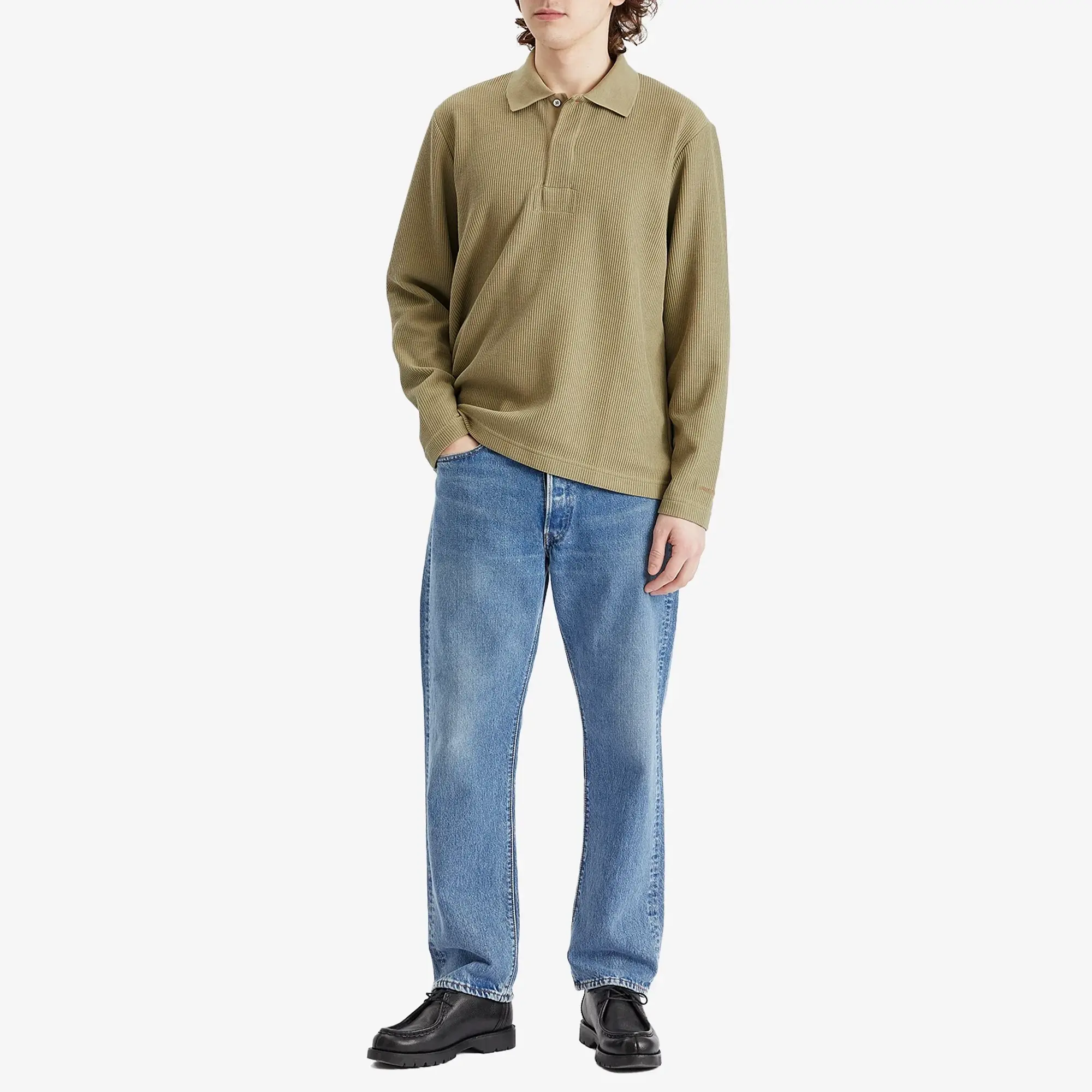Norse Projects Men's Ruben Double Face Long Sleeve Polo Clay