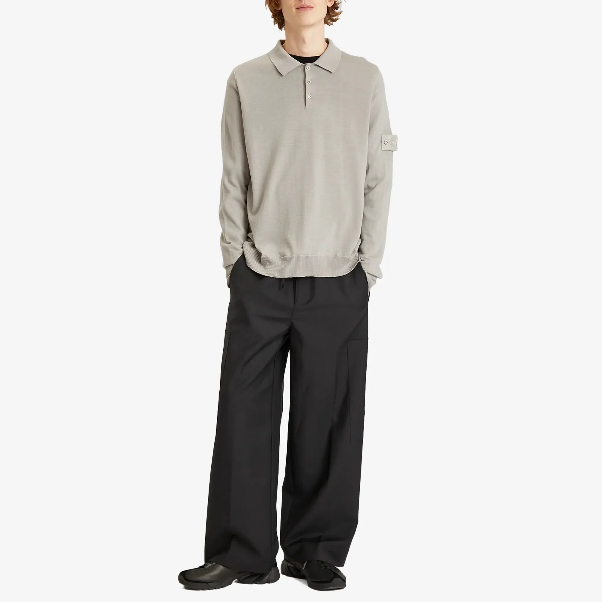 Stone Island Men's Ghost Piece Pure Wool Knit Polo Dust