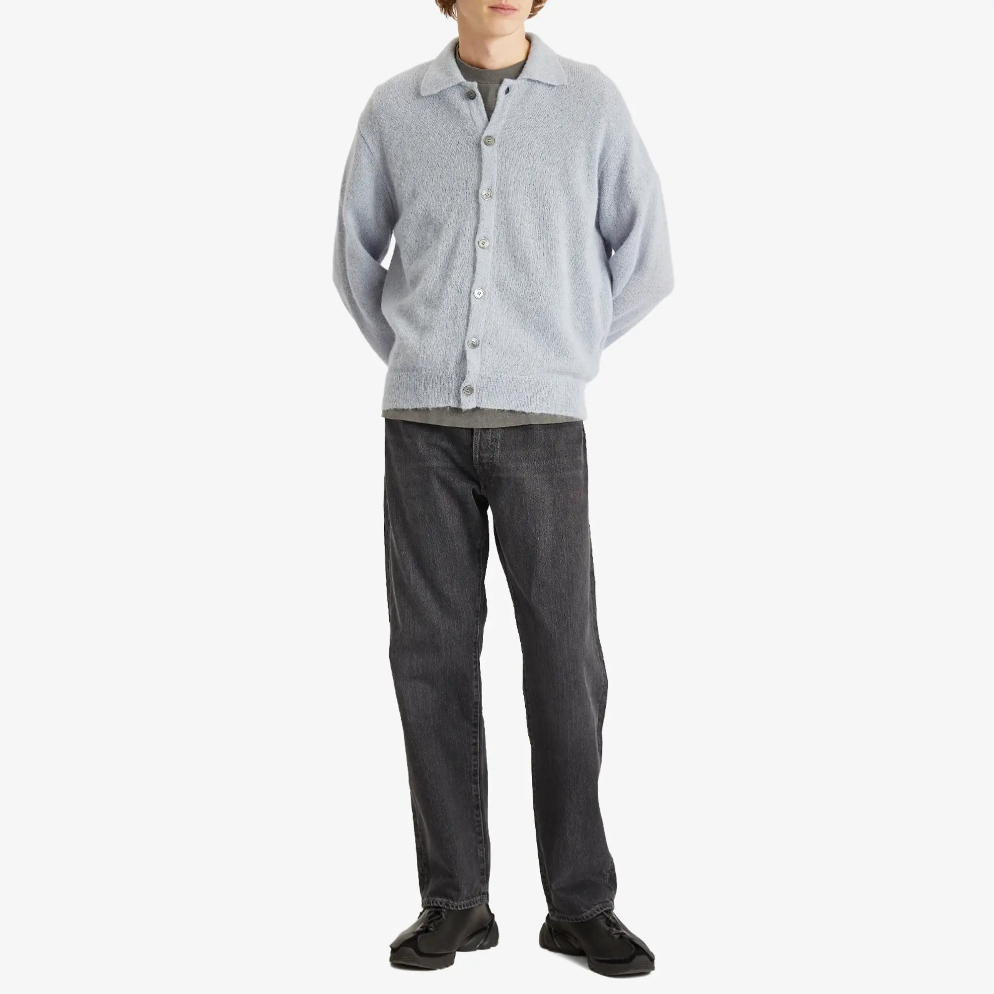 Our Legacy Men's Evening Polo Livid Blue Fuzzy Alpaca