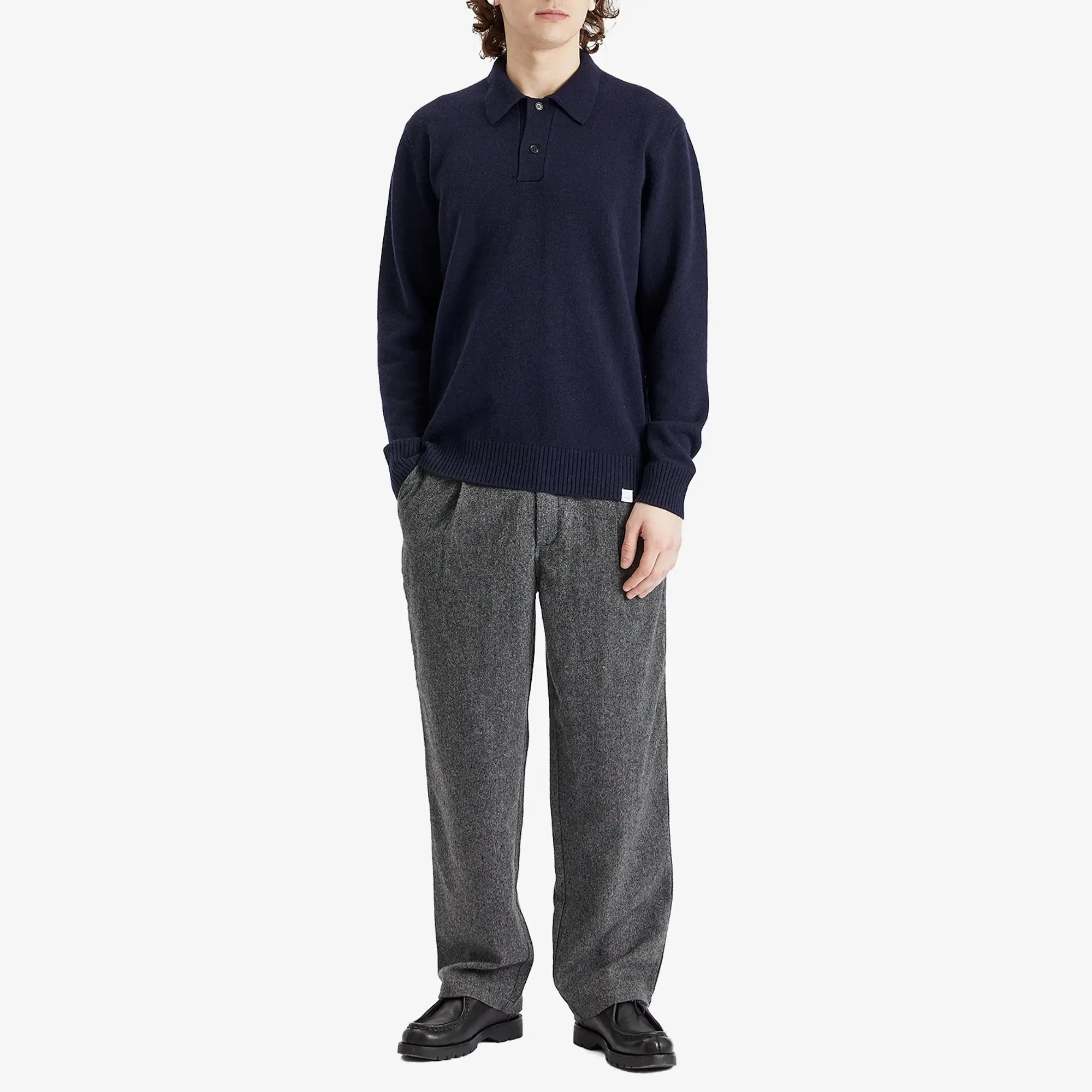 Norse Projects Men's Standard Merino Lambswool Polo Dark Navy