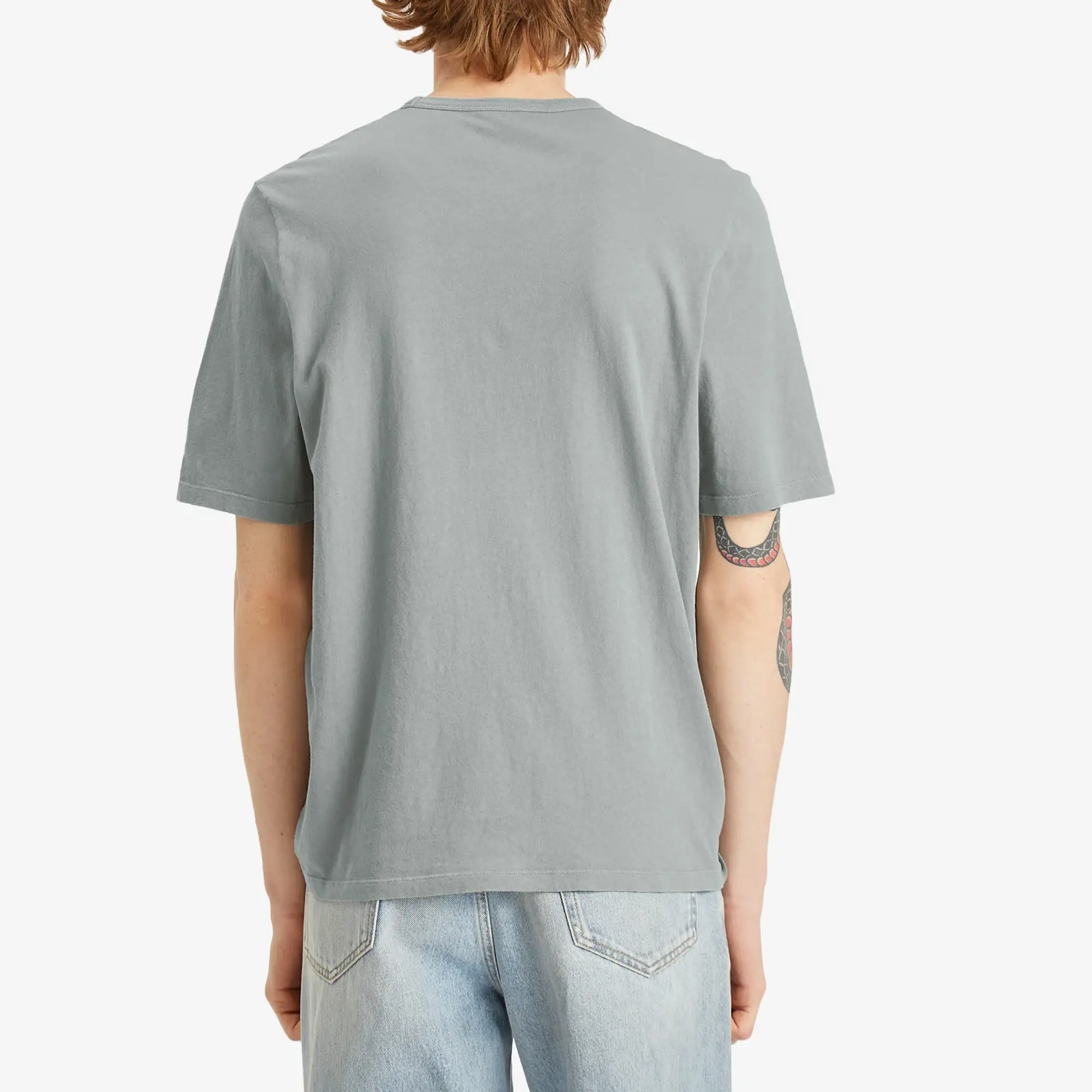 Saint Laurent Men's Tonal Logo T-Shirt Gris Vert Blanchi