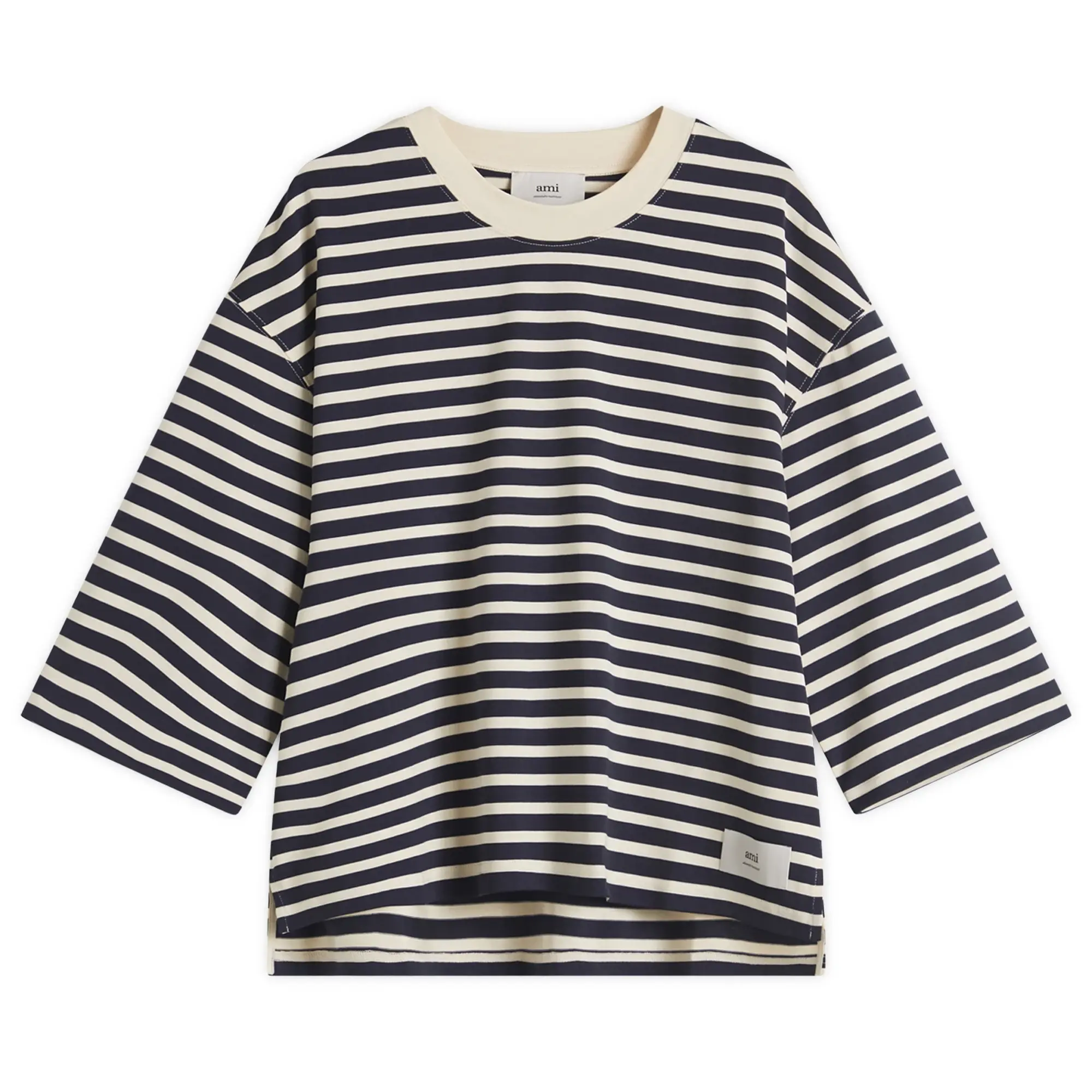 AMI Paris Women's Oversized Stripe T-Shirt Navy Blue/White Cream