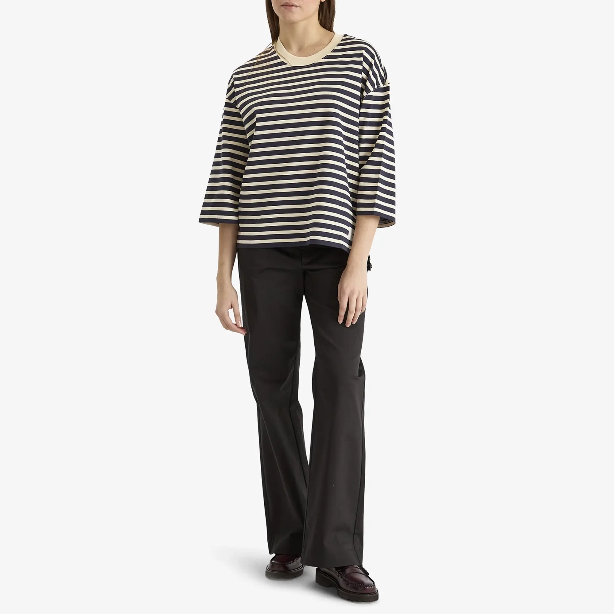 AMI Paris Women's Oversized Stripe T-Shirt Navy Blue/White Cream