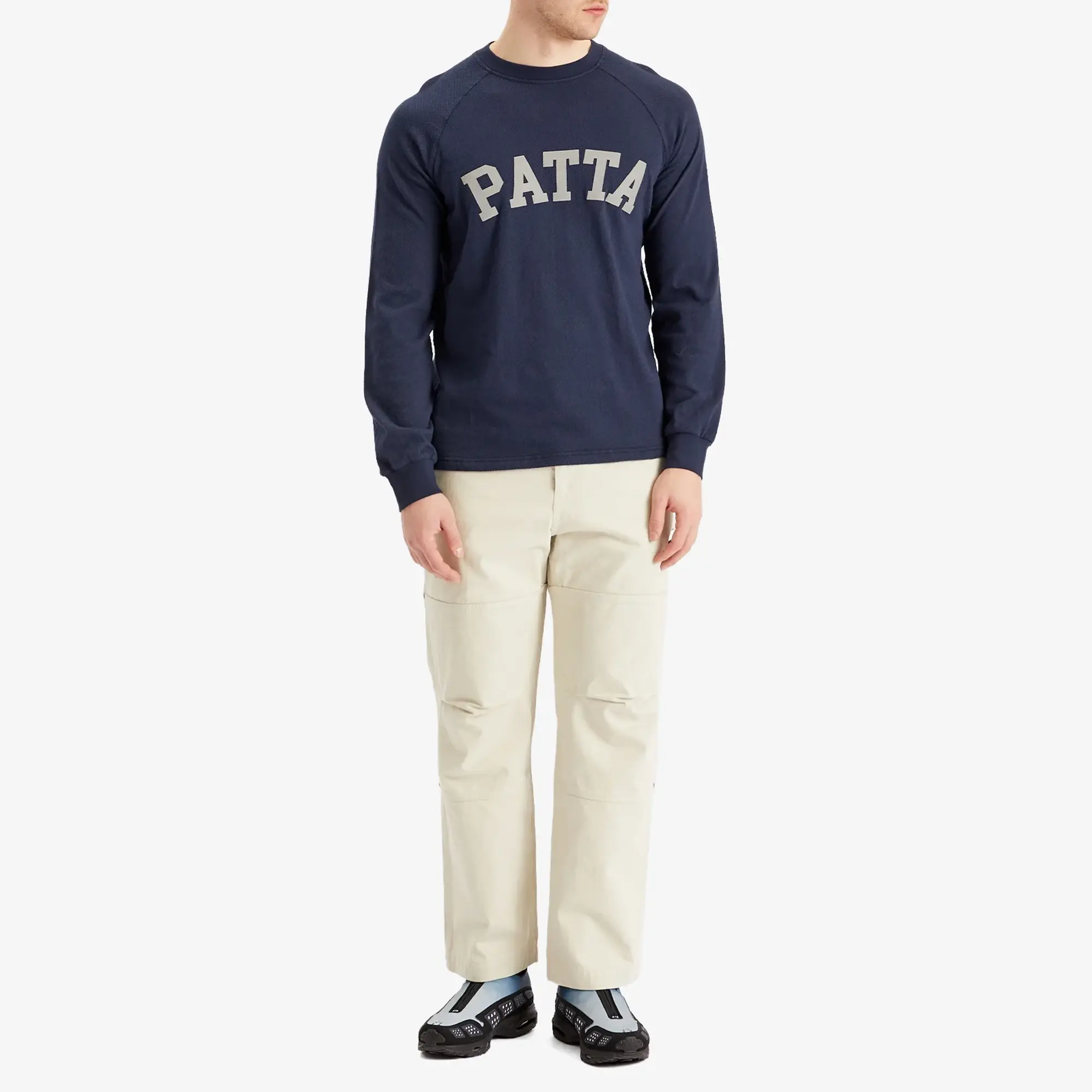 Patta Men's Arc Logo Mesh Long Sleeve T-Shirt Black Iris