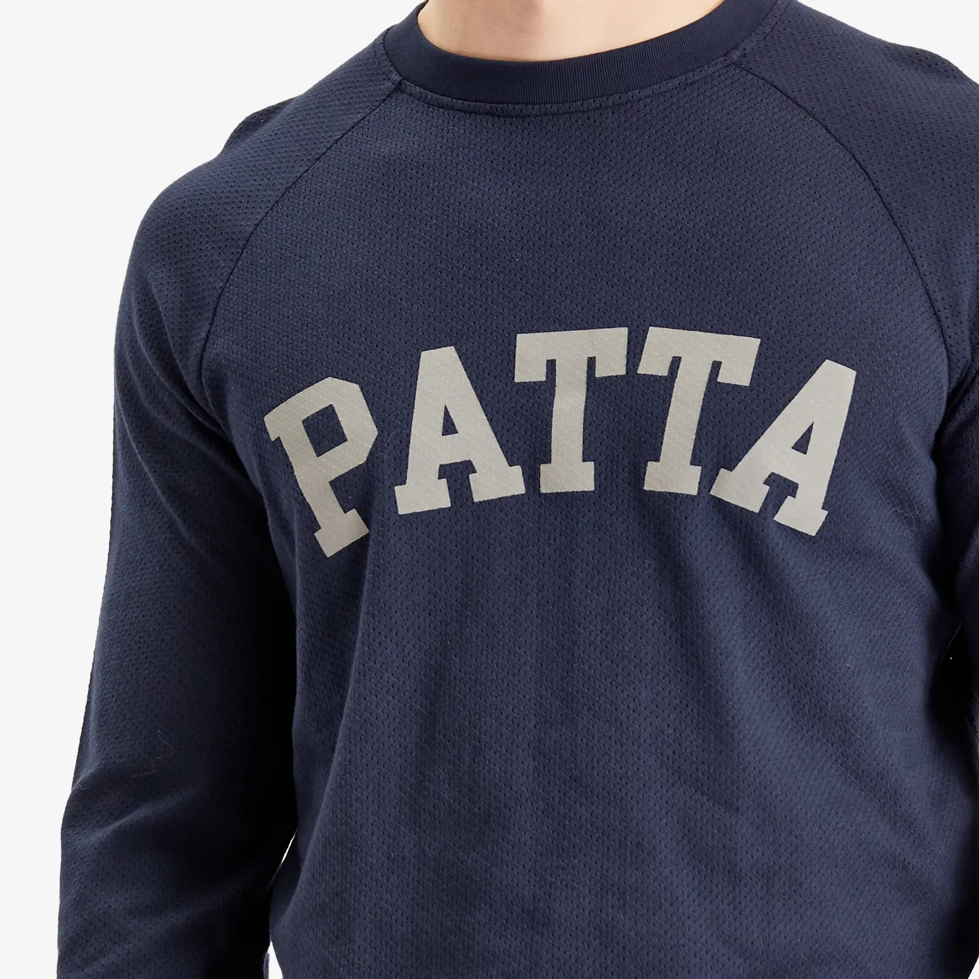 Patta Men's Arc Logo Mesh Long Sleeve T-Shirt Black Iris