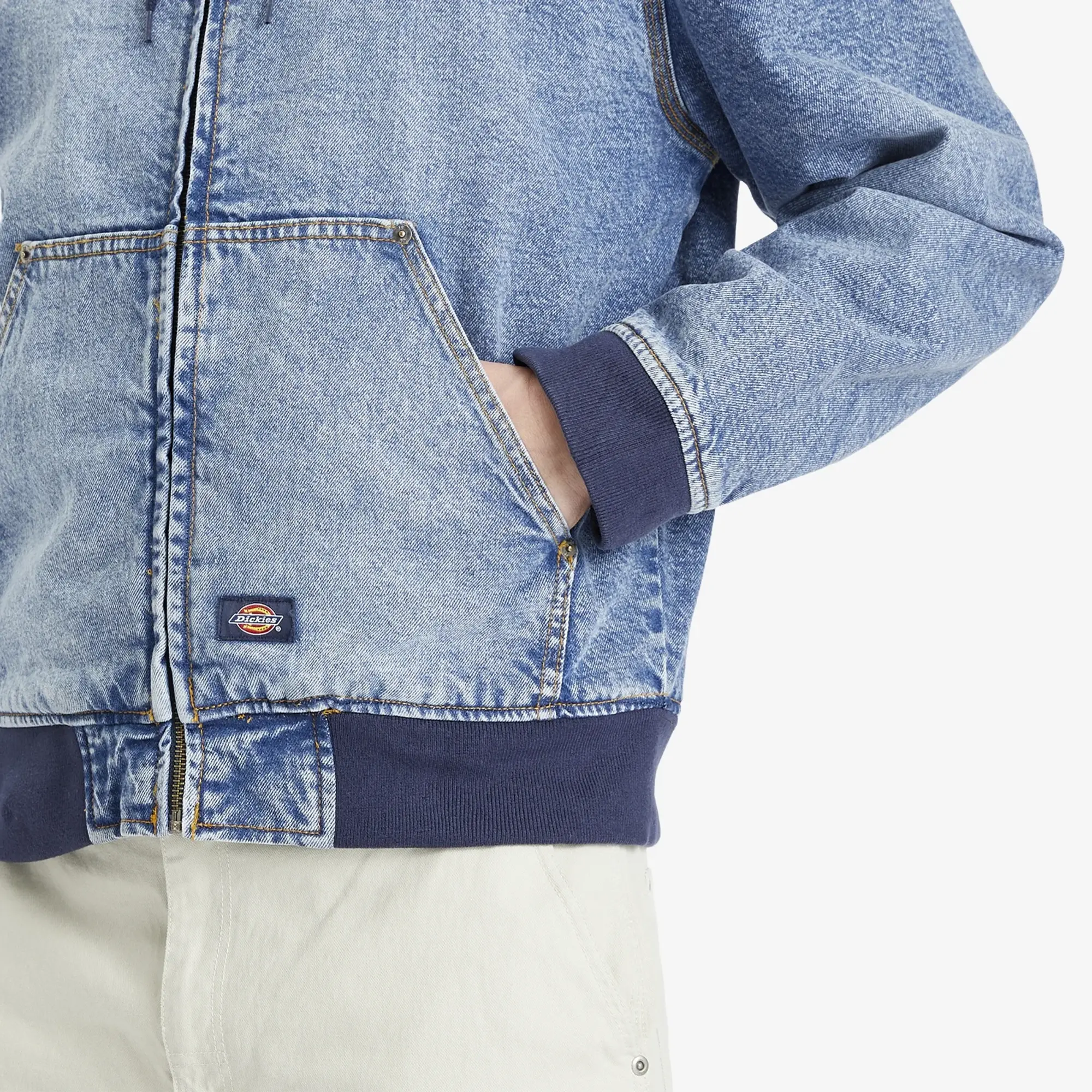 Dickies Men's Hooded Denim Jacket Rinsed Blue W/ Fade