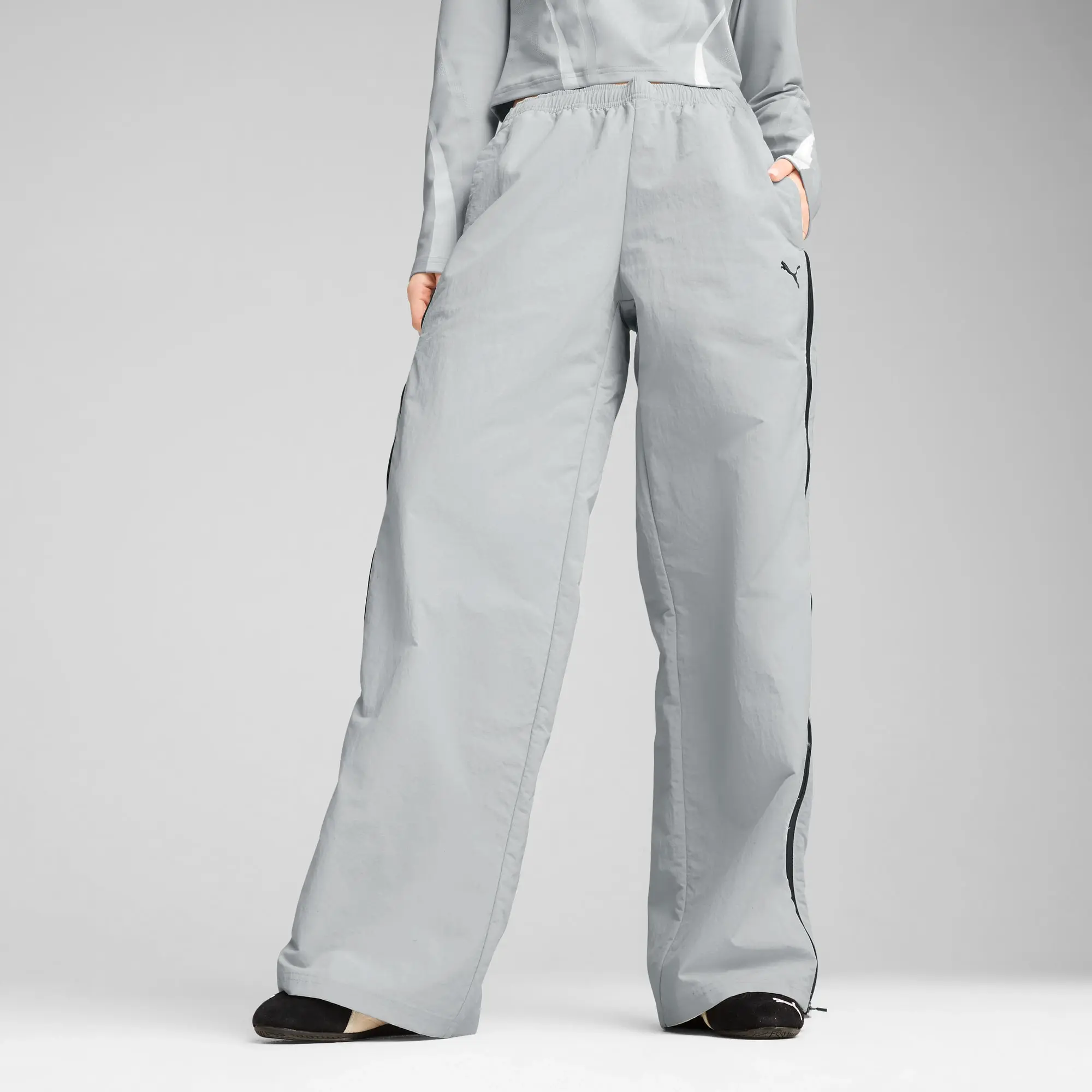 PUMA Dare To Relaxed Woven Zip-Off Pants Women, Flat Light Grey