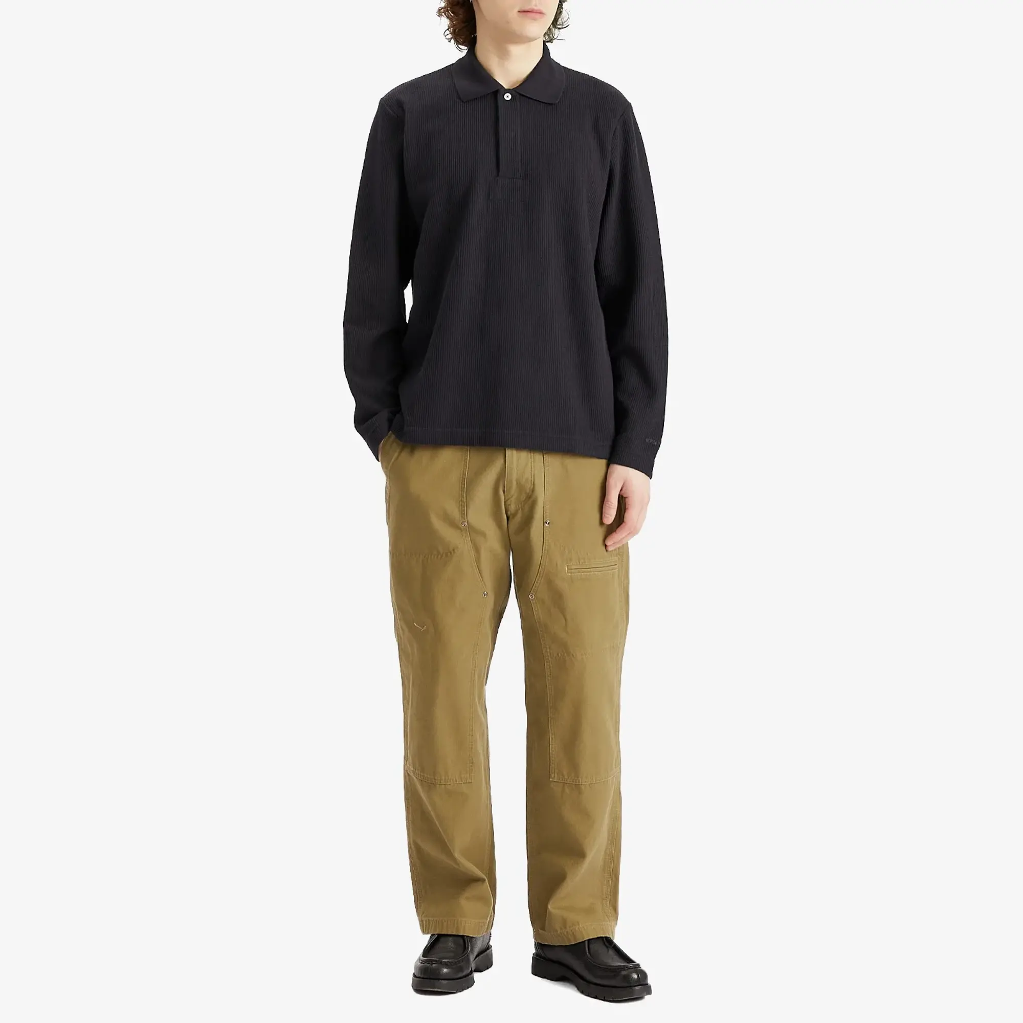 Norse Projects Men's Ruben Double Face Long Sleeve Polo Dark Navy