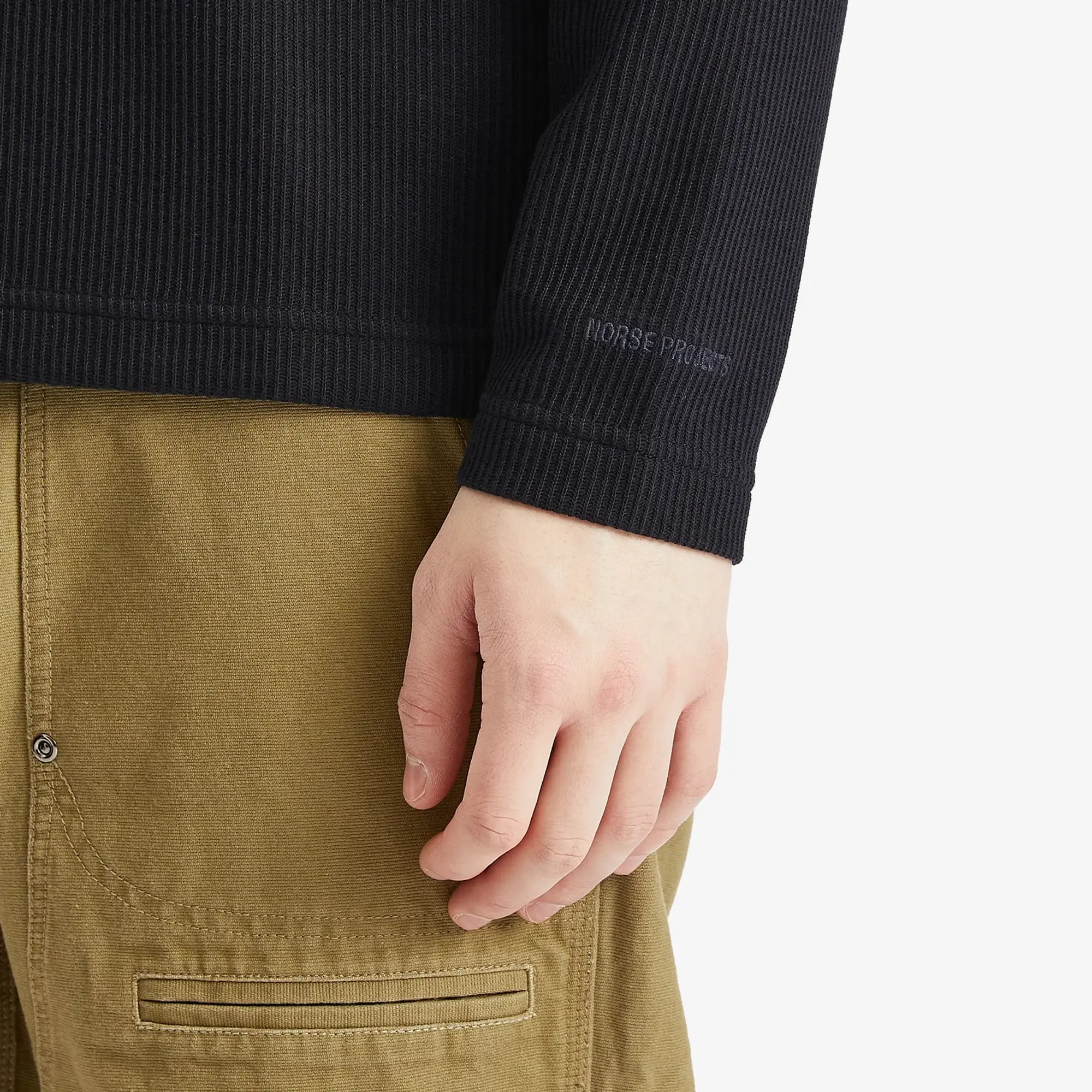 Norse Projects Men's Ruben Double Face Long Sleeve Polo Dark Navy