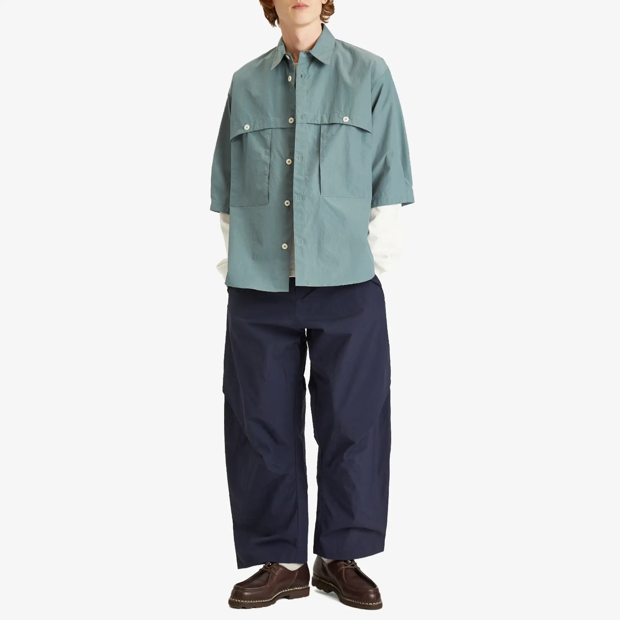 Sage Nation Men's Martial Short Sleeve Vent Shirt Silver Blue