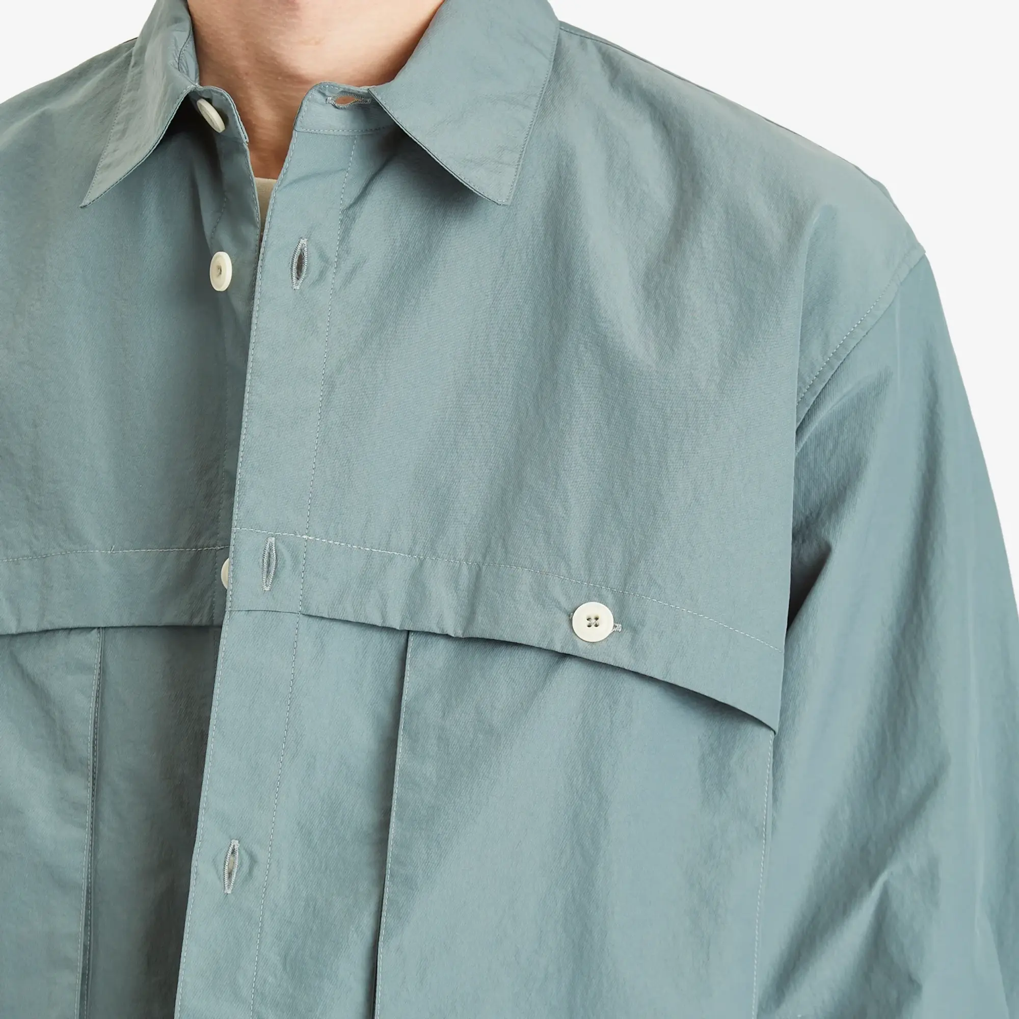 Sage Nation Men's Martial Short Sleeve Vent Shirt Silver Blue