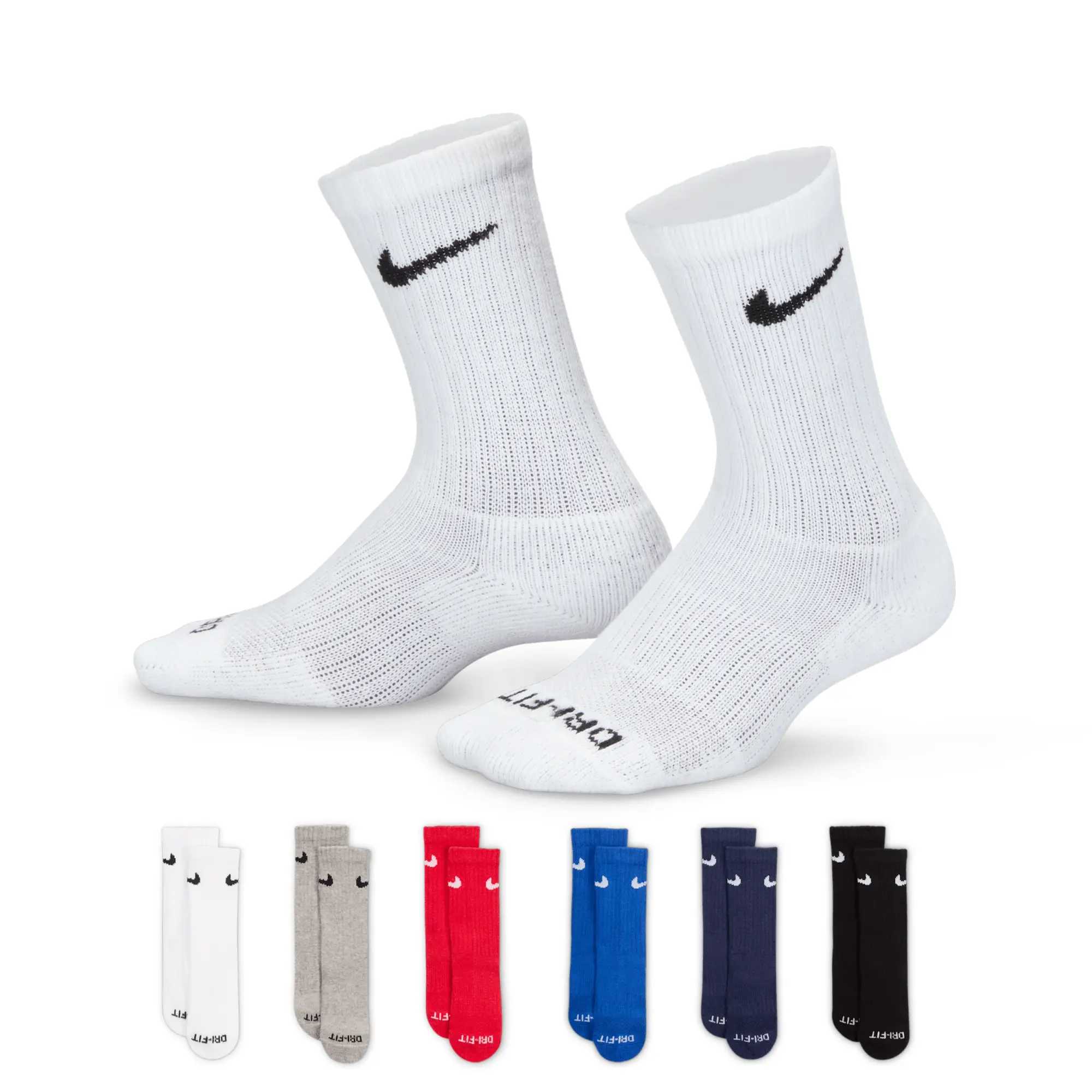 Nike Dri-FIT Performance Basics Younger Kids' Crew Socks (6 Pairs) - Black