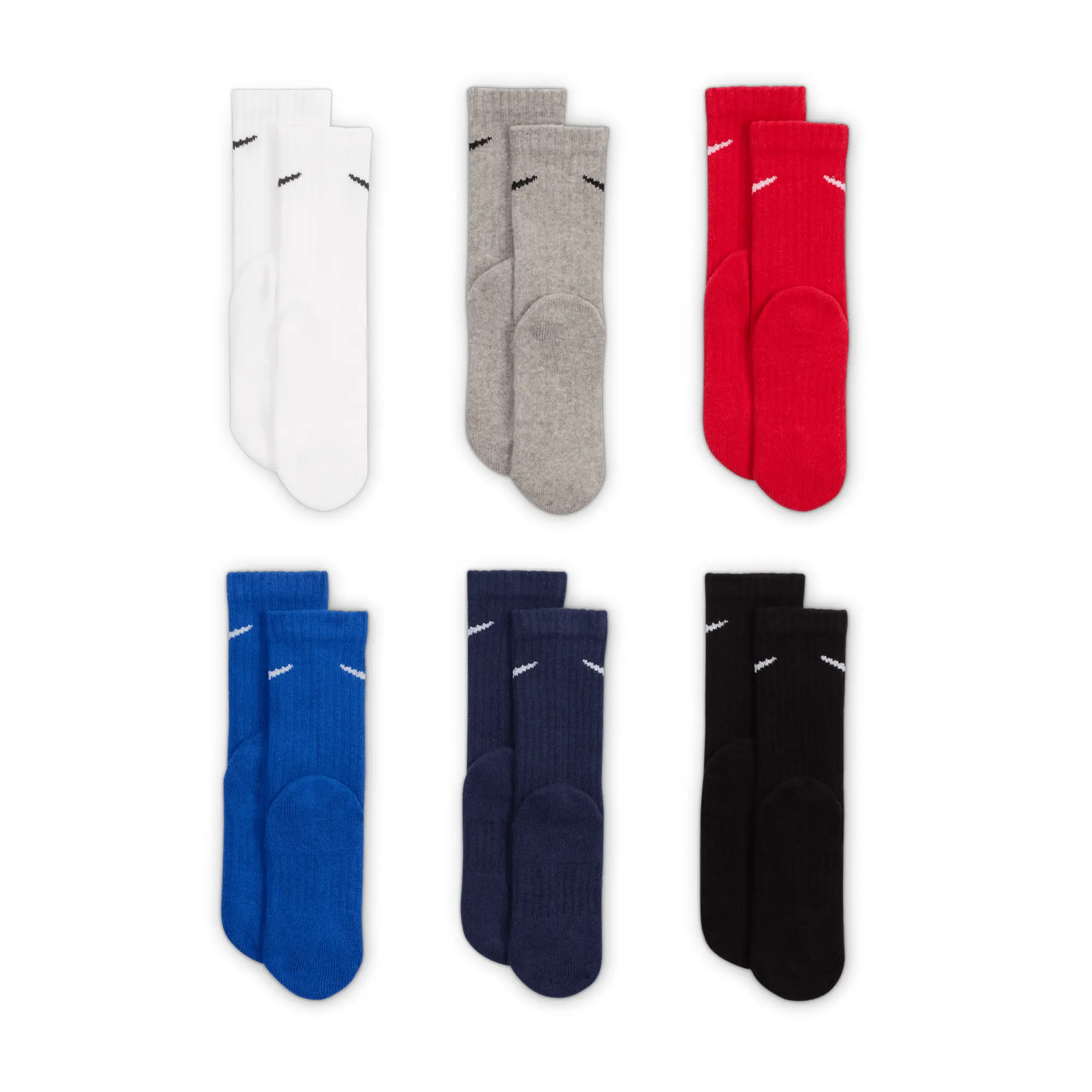 Nike Dri-FIT Performance Basics Younger Kids' Crew Socks (6 Pairs) - Black