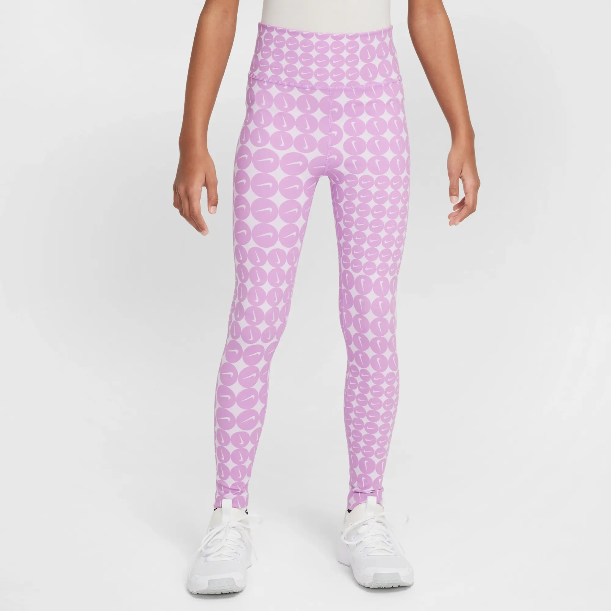 Nike One Older Kids' (Girls') Dri-FIT High-Waisted Leggings - Purple - Polyester/Elastane