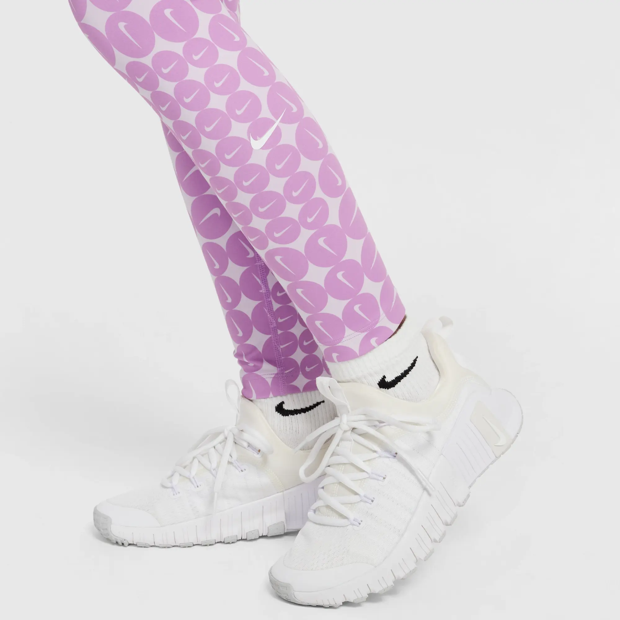 Nike One Older Kids' (Girls') Dri-FIT High-Waisted Leggings - Purple - Polyester/Elastane