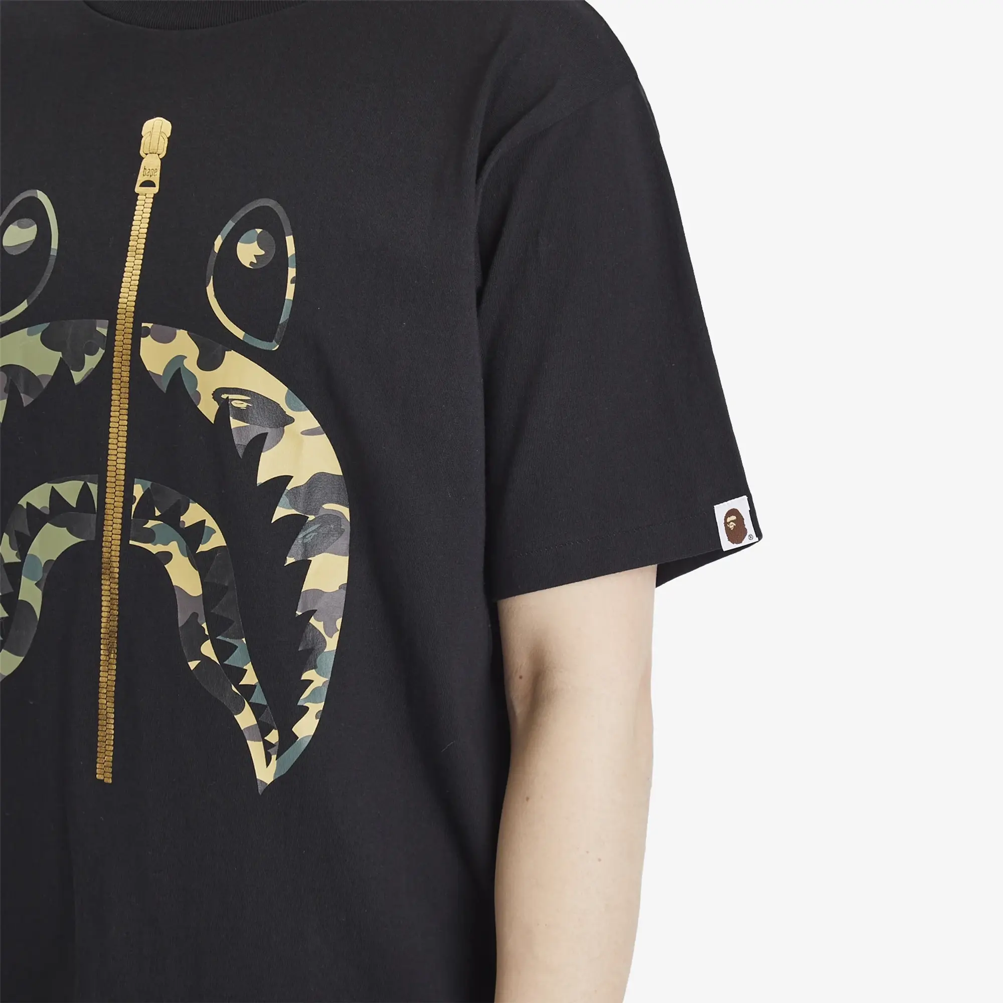 A Bathing Ape Men's 1St Camo Separate Shark Tee Black
