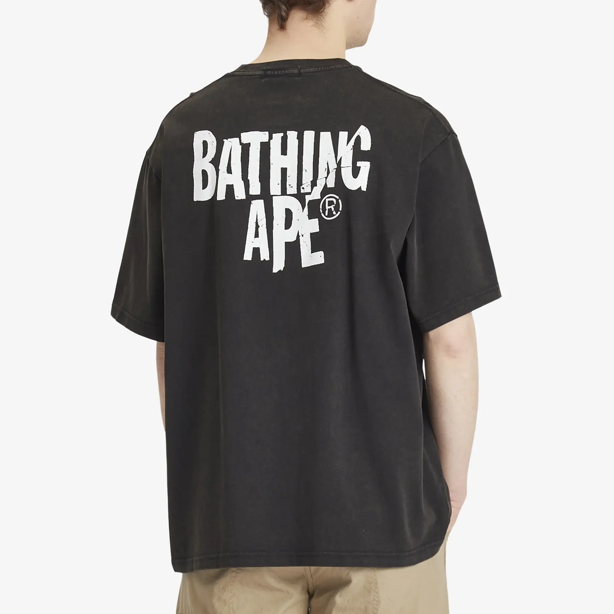 A Bathing Ape Men's Heavy Washed Ape Head Relaxed Fit Tee Black