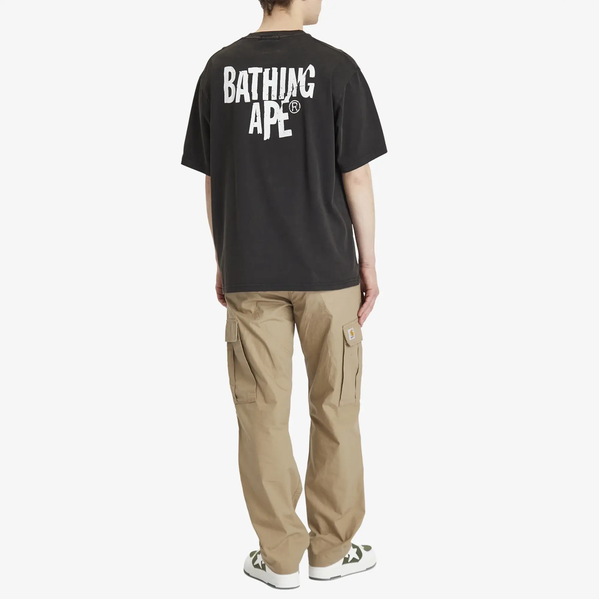 A Bathing Ape Men's Heavy Washed Ape Head Relaxed Fit Tee Black