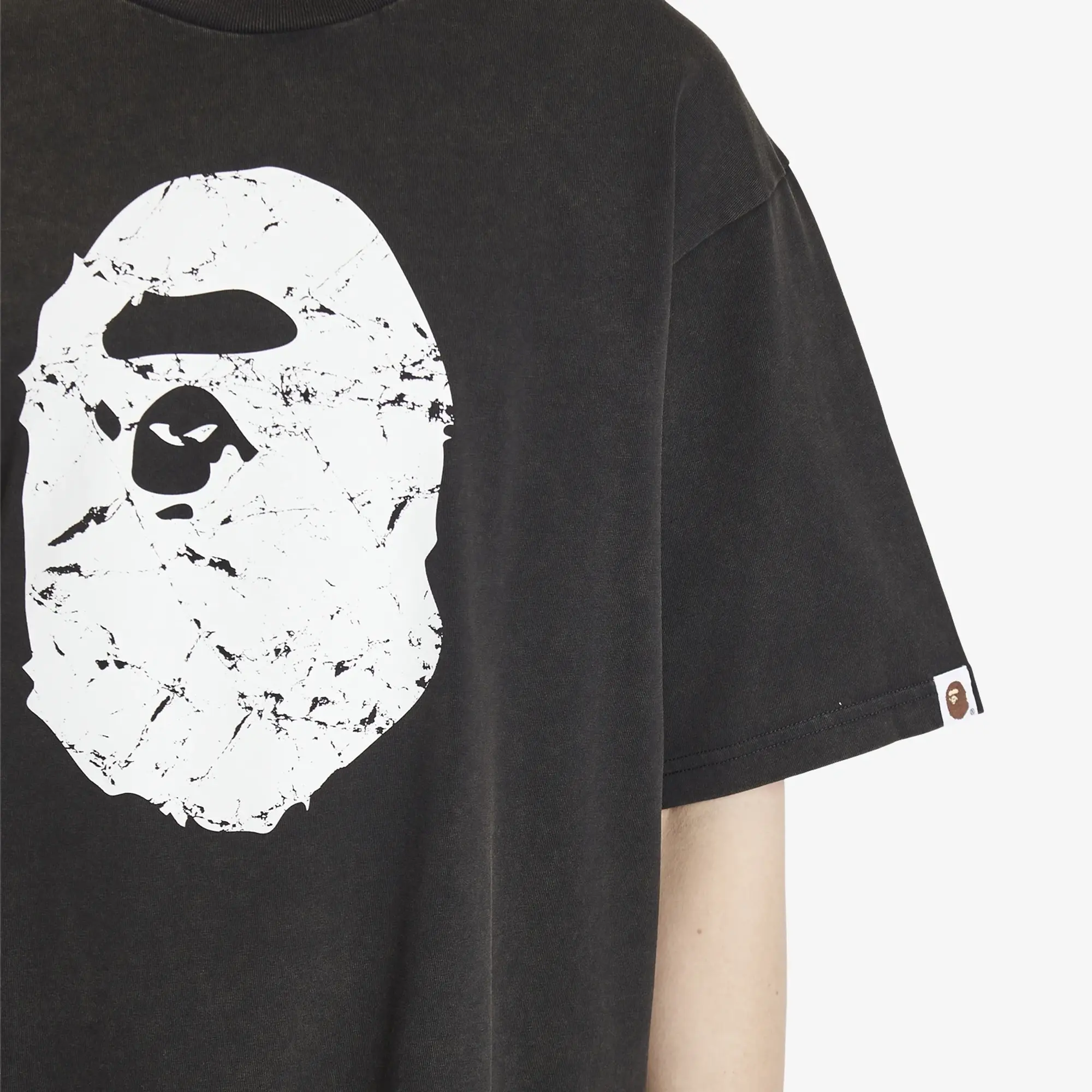 A Bathing Ape Men's Heavy Washed Ape Head Relaxed Fit Tee Black