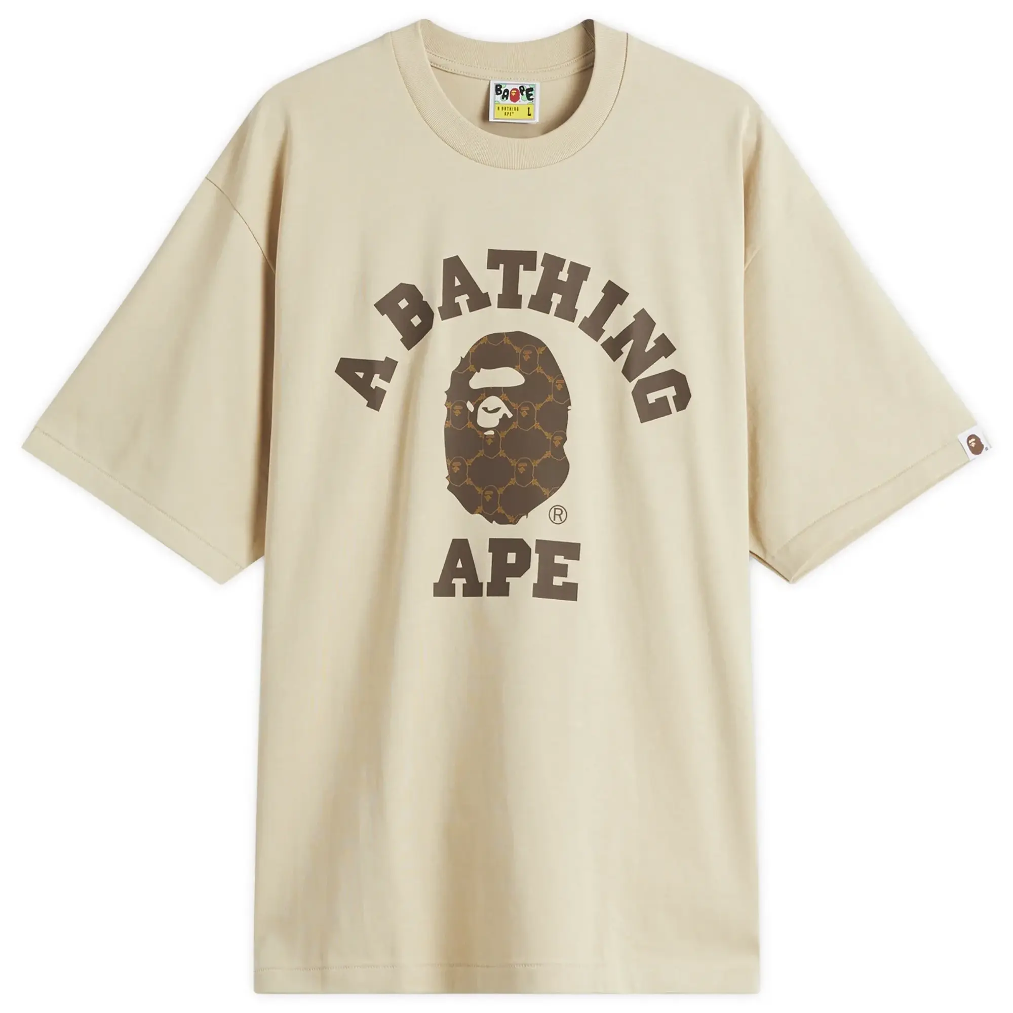 T-Shirt A Bathing Ape College Monogram College Relaxed Fit Tee Unisex Beige S