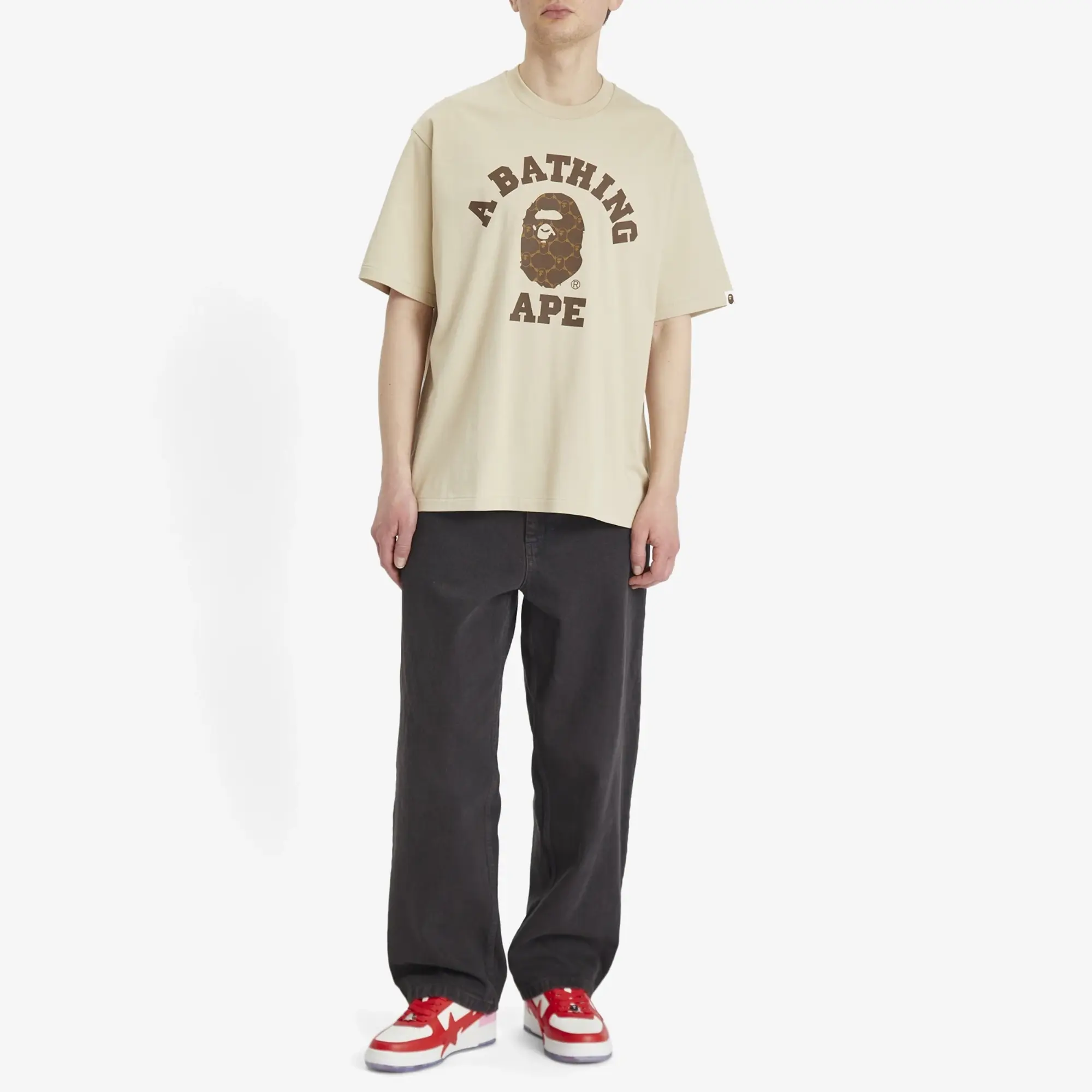 T-Shirt A Bathing Ape College Monogram College Relaxed Fit Tee Unisex Beige S
