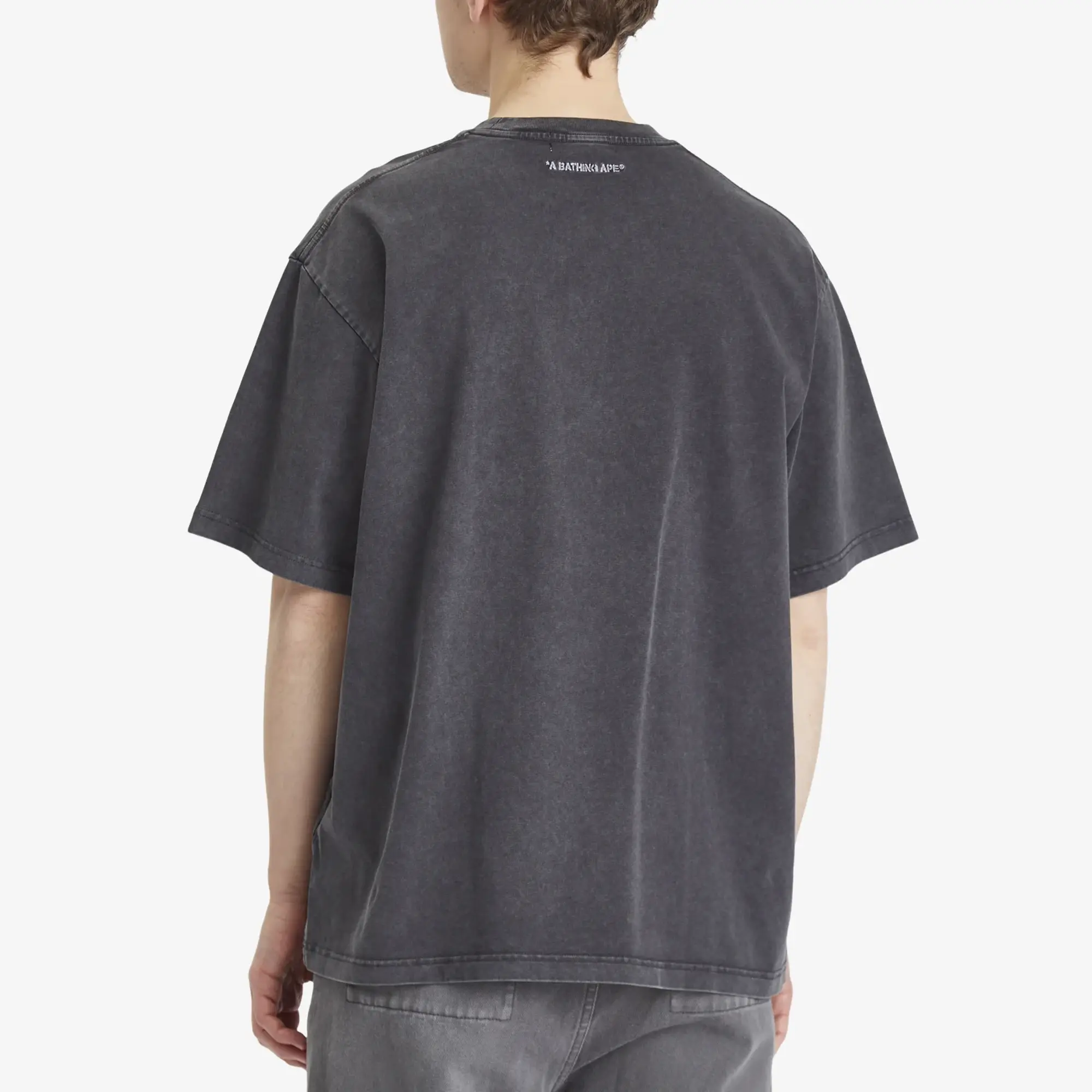A Bathing Ape Men's Garment Dye Spray Print College Relaxed Tee Black