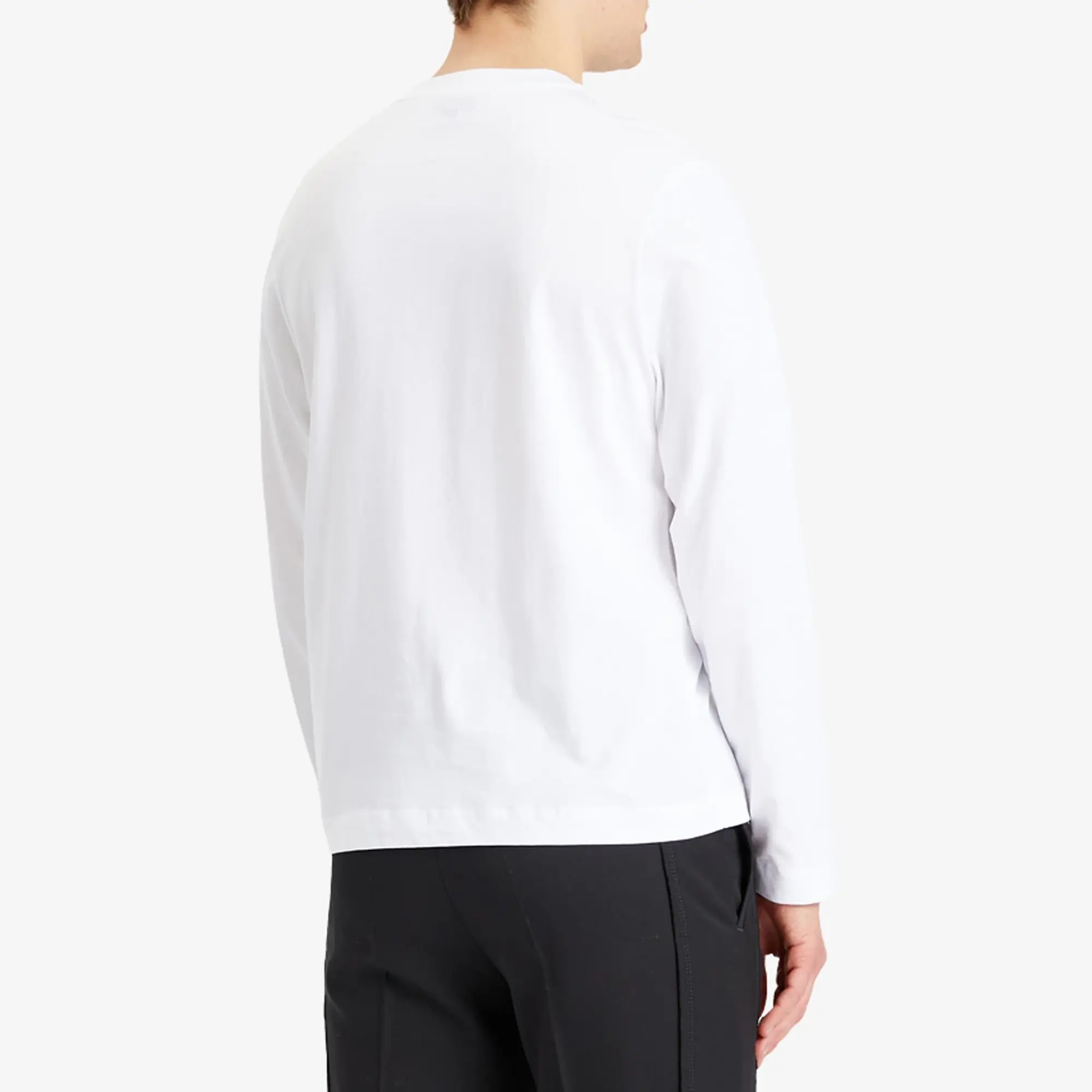 AMI Paris Men's Small Red ADC Classic Long Sleeve T-Shirt White