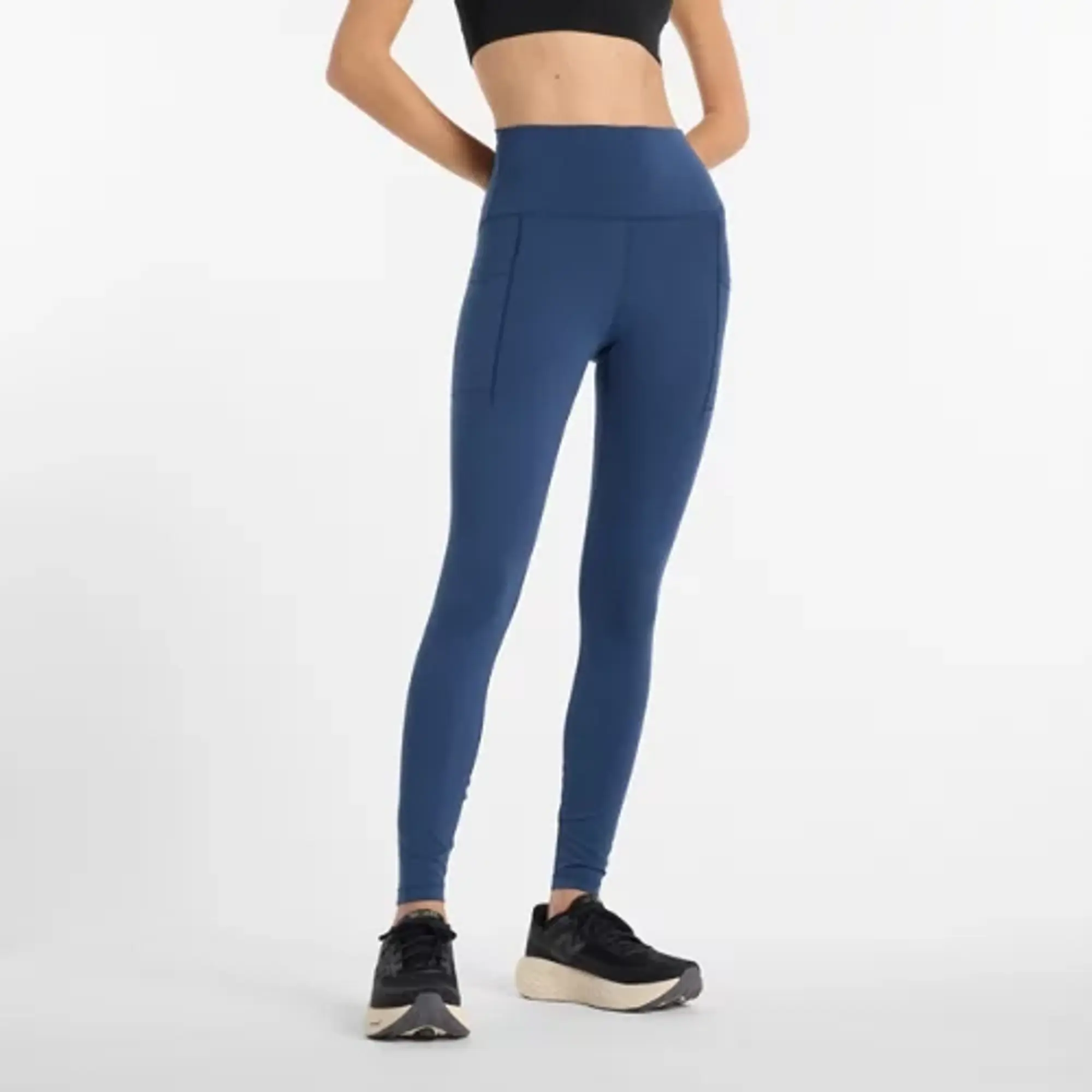New Balance Women's NB Sleek Pocket High Rise Legging 27 in Blue Poly Knit