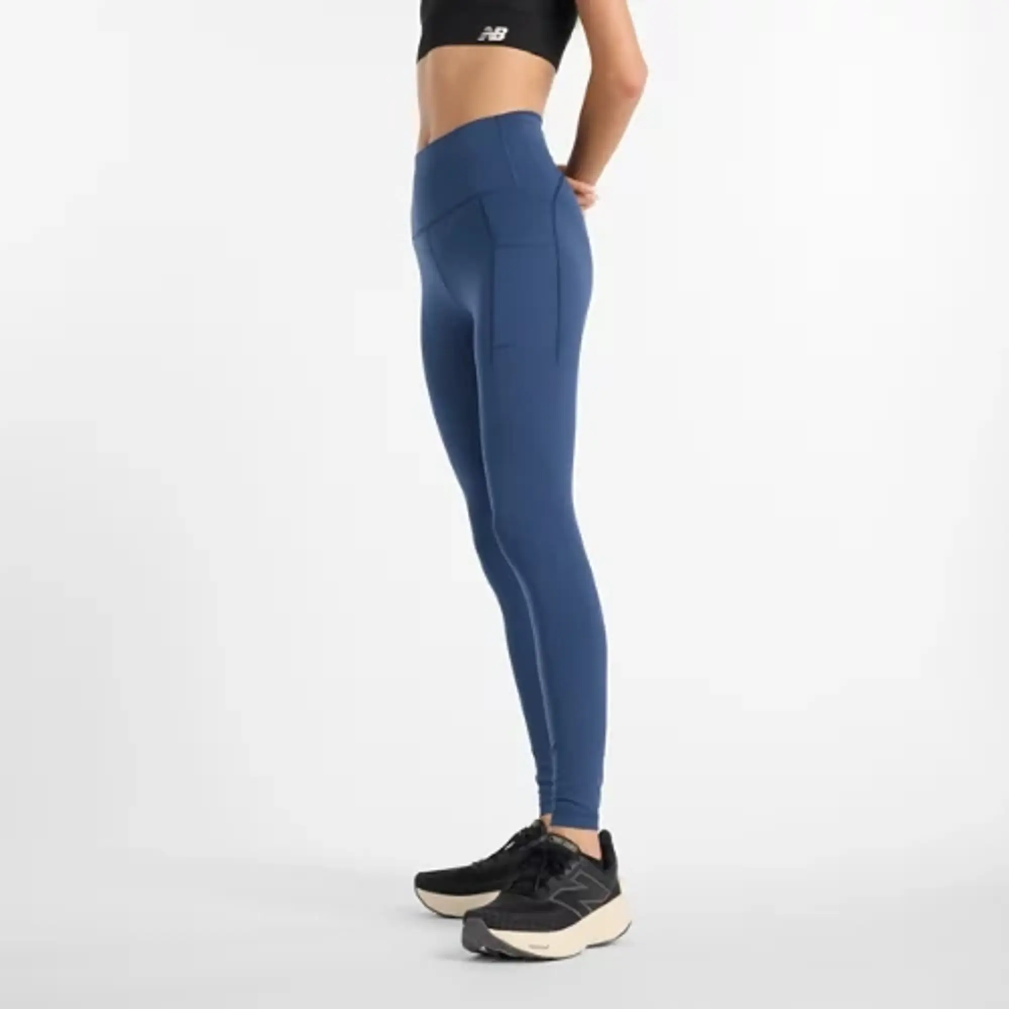 New Balance Women's NB Sleek Pocket High Rise Legging 27 in Blue Poly Knit