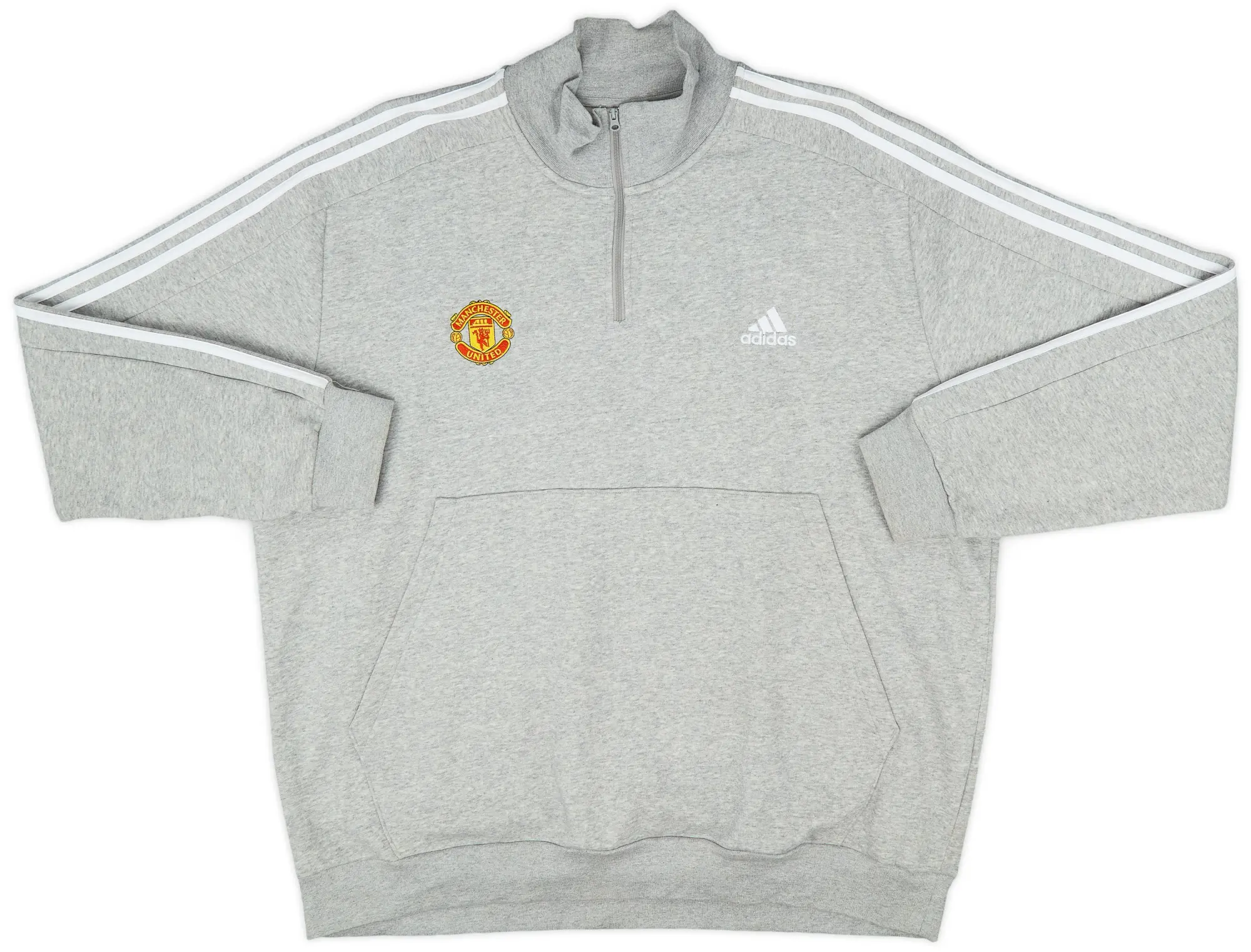 2023-24 Manchester United adidas 1/4 Zip Sweat Top - 8/10 - (XXL)
