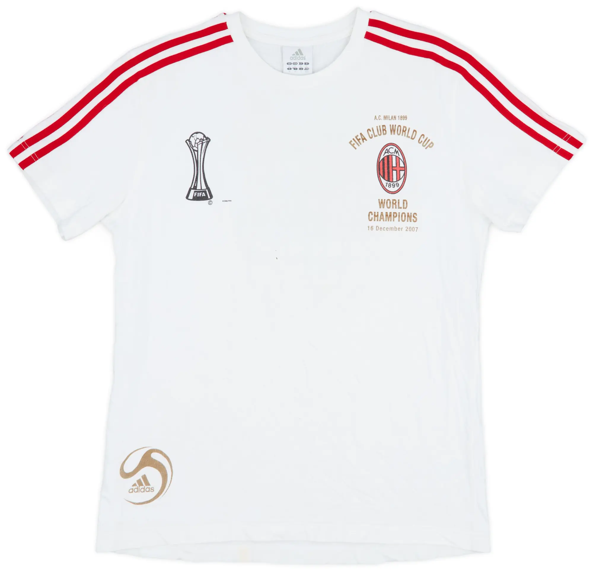 2007-08 AC Milan adidas 'FIFA Club World Cup World Champions' Cotton Tee - 9/10 - (M)