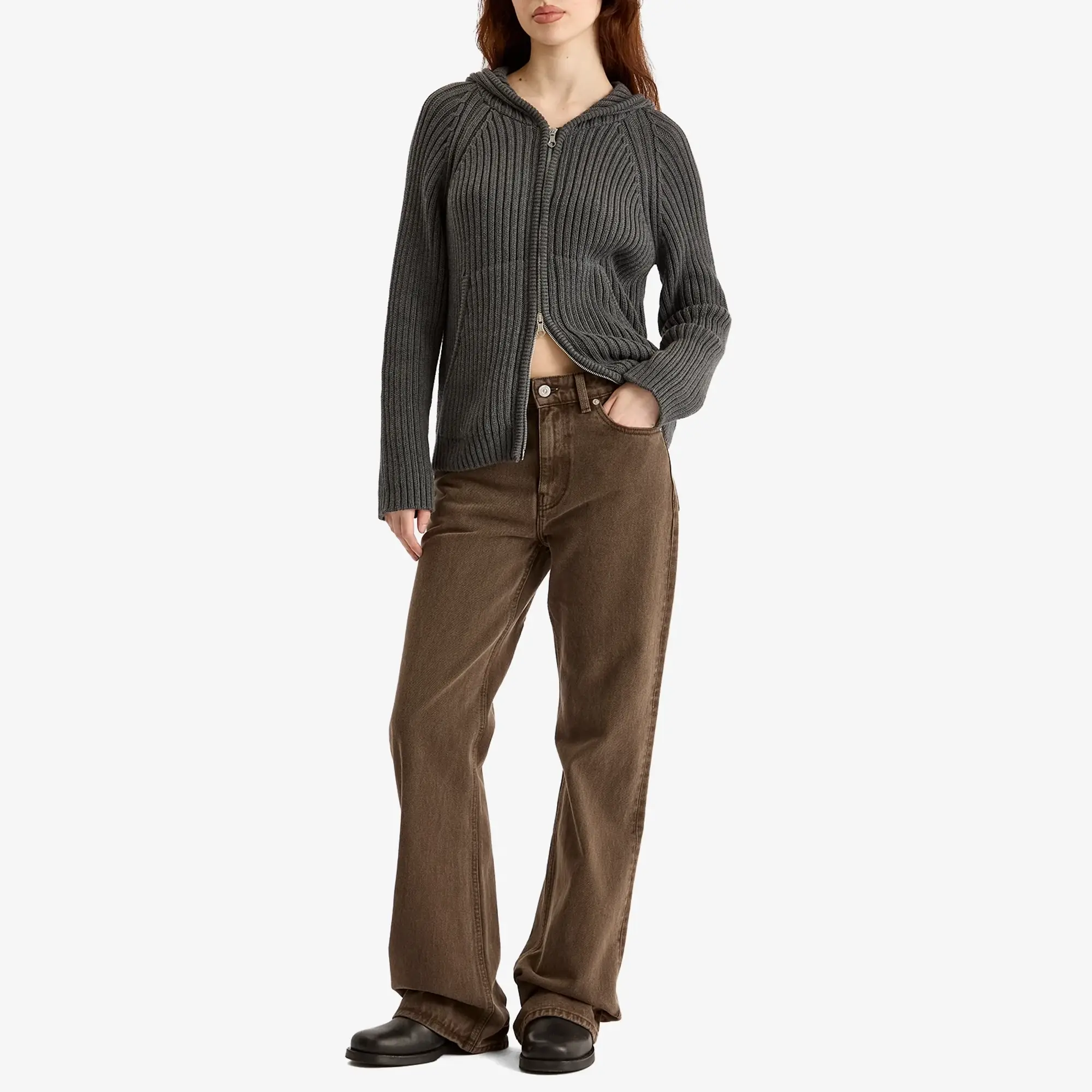 Our Legacy Women's Level Hoodie Dark Grey Melange Dry Cotton