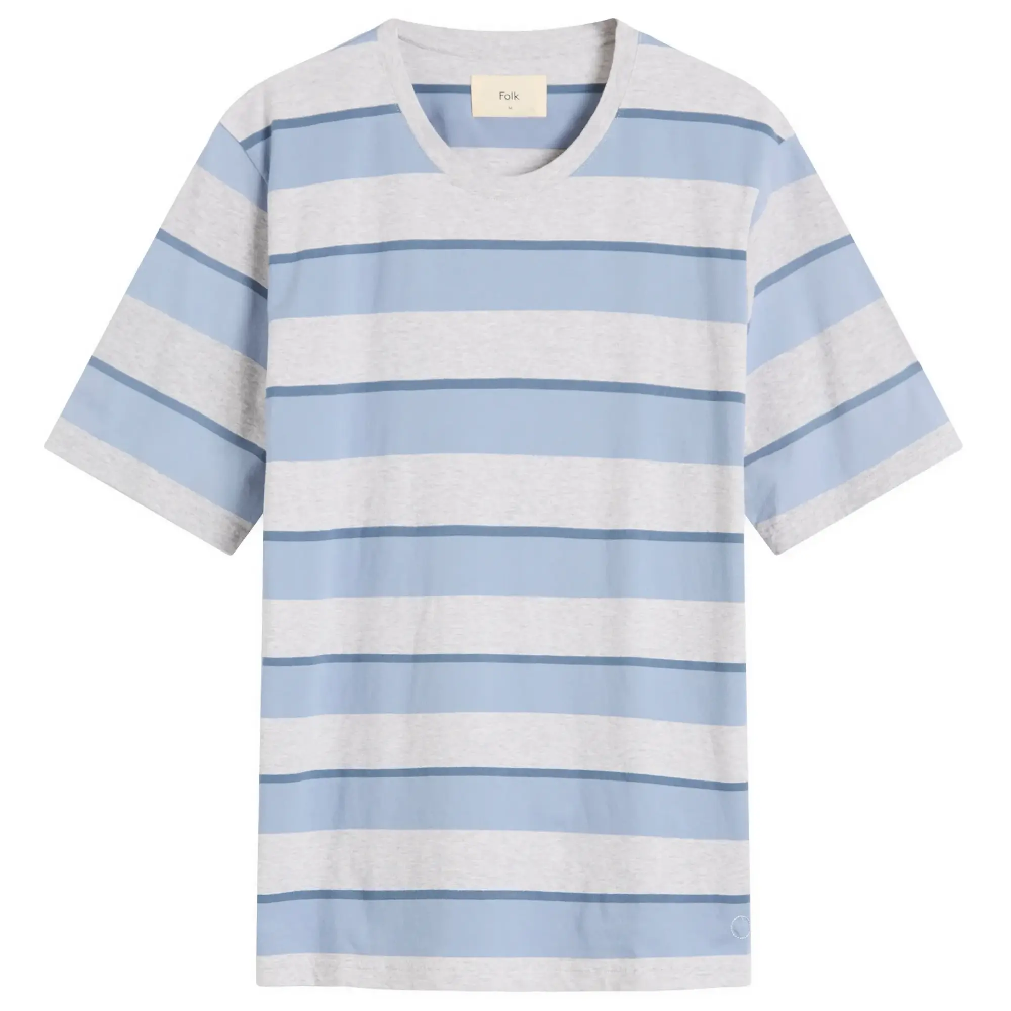 Folk Men's Melange Shadow Stripe T-Shirt Soft Blue Melange